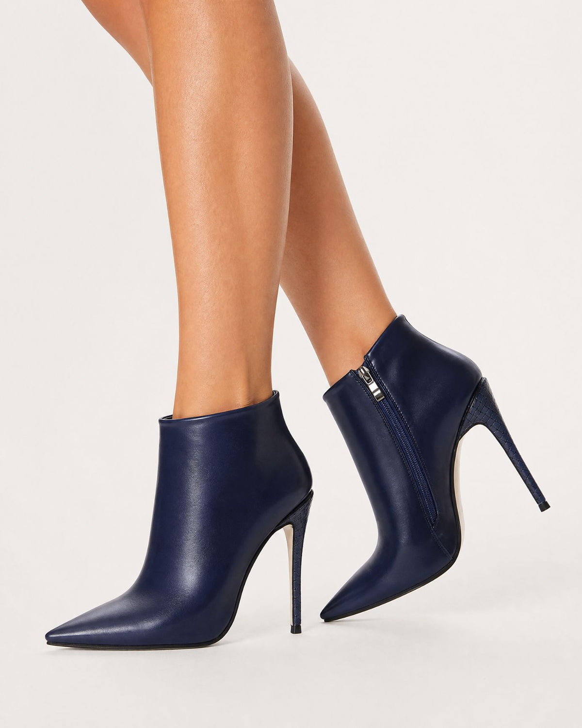 Pointed-Toe Stiletto Booties with Side Zip