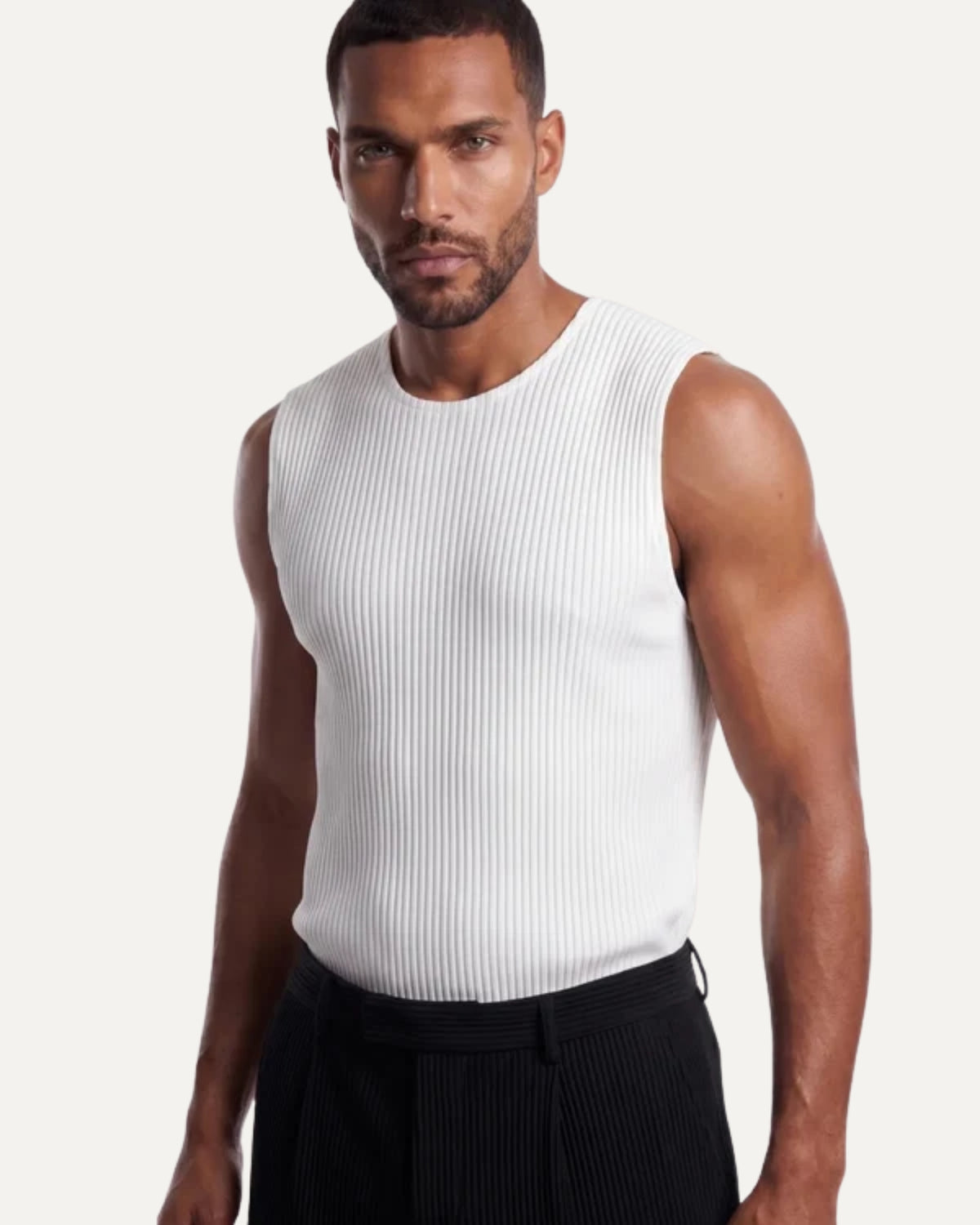 High-End Pleated White Vest T-shirt