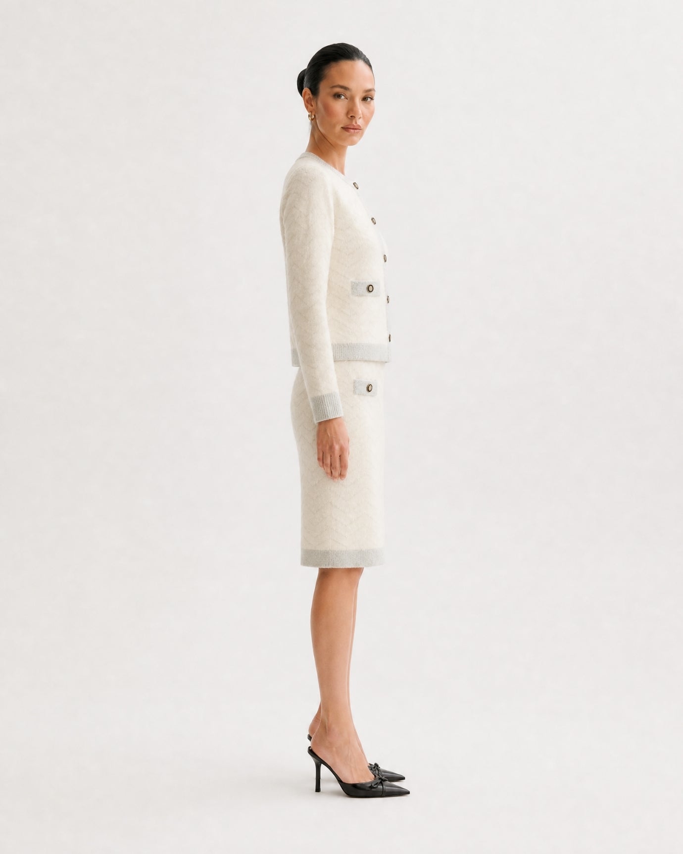 Vintage French Knit Skirt Suit Fall Winter Matching Set