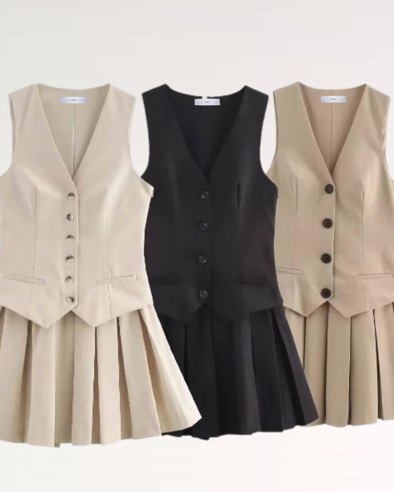 elegant a line pleated dress with v neck and sleeveless cut
