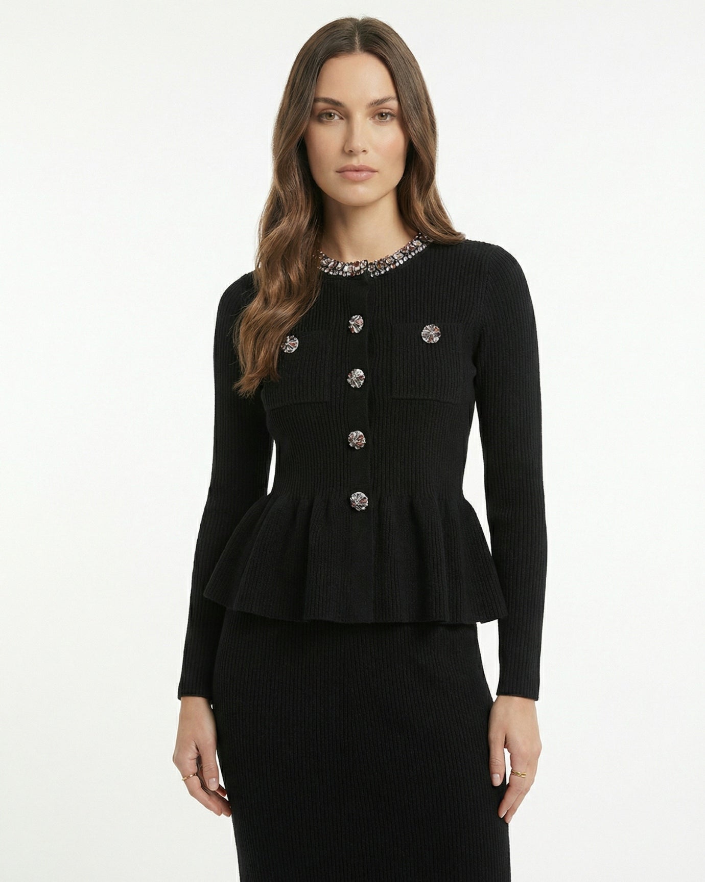 Conjunto Roma de chaqueta y falda de punto