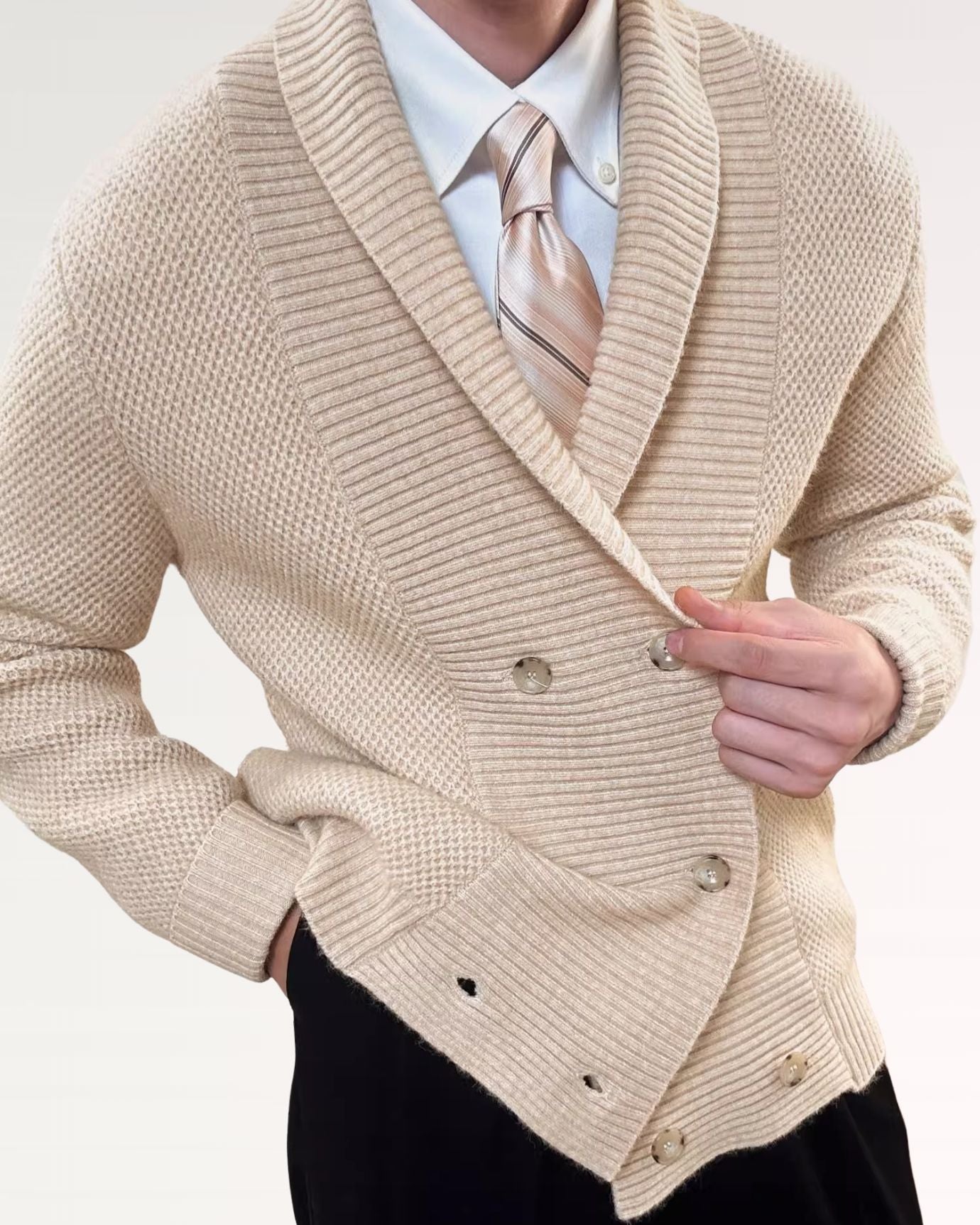 Heavyweight Cardigan knitted jacket Apricot