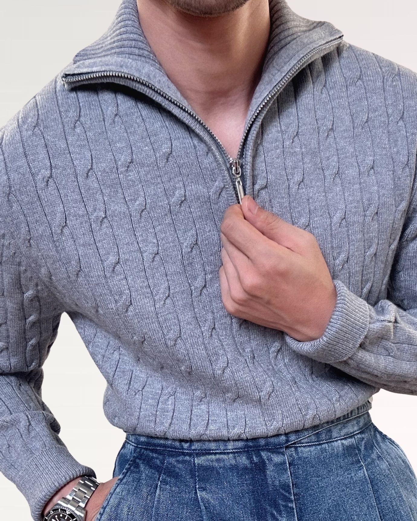 Old Money Retro Sweater Zip by Lovau Men