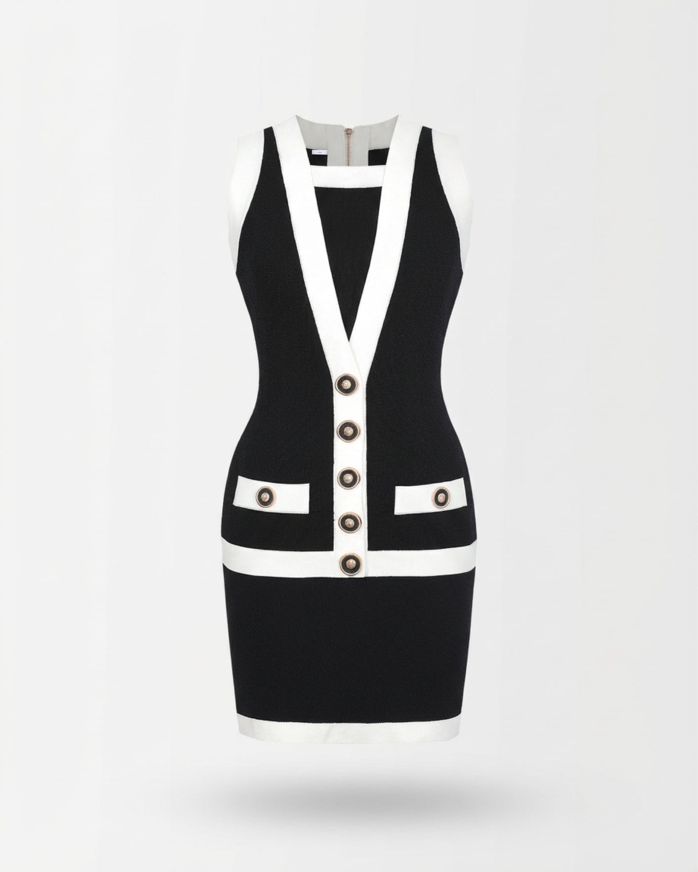 Bodycon Buttoned Stretch Knit Dress