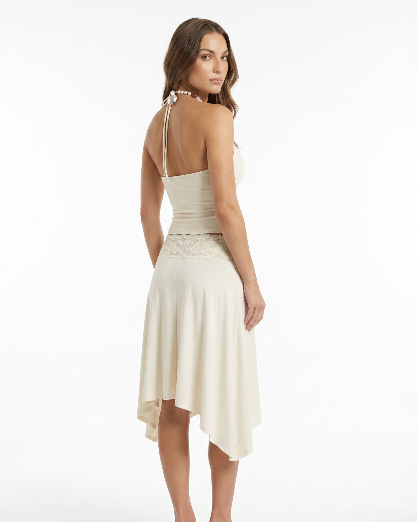 Mary Retro Lace Splicing Skirt Set
