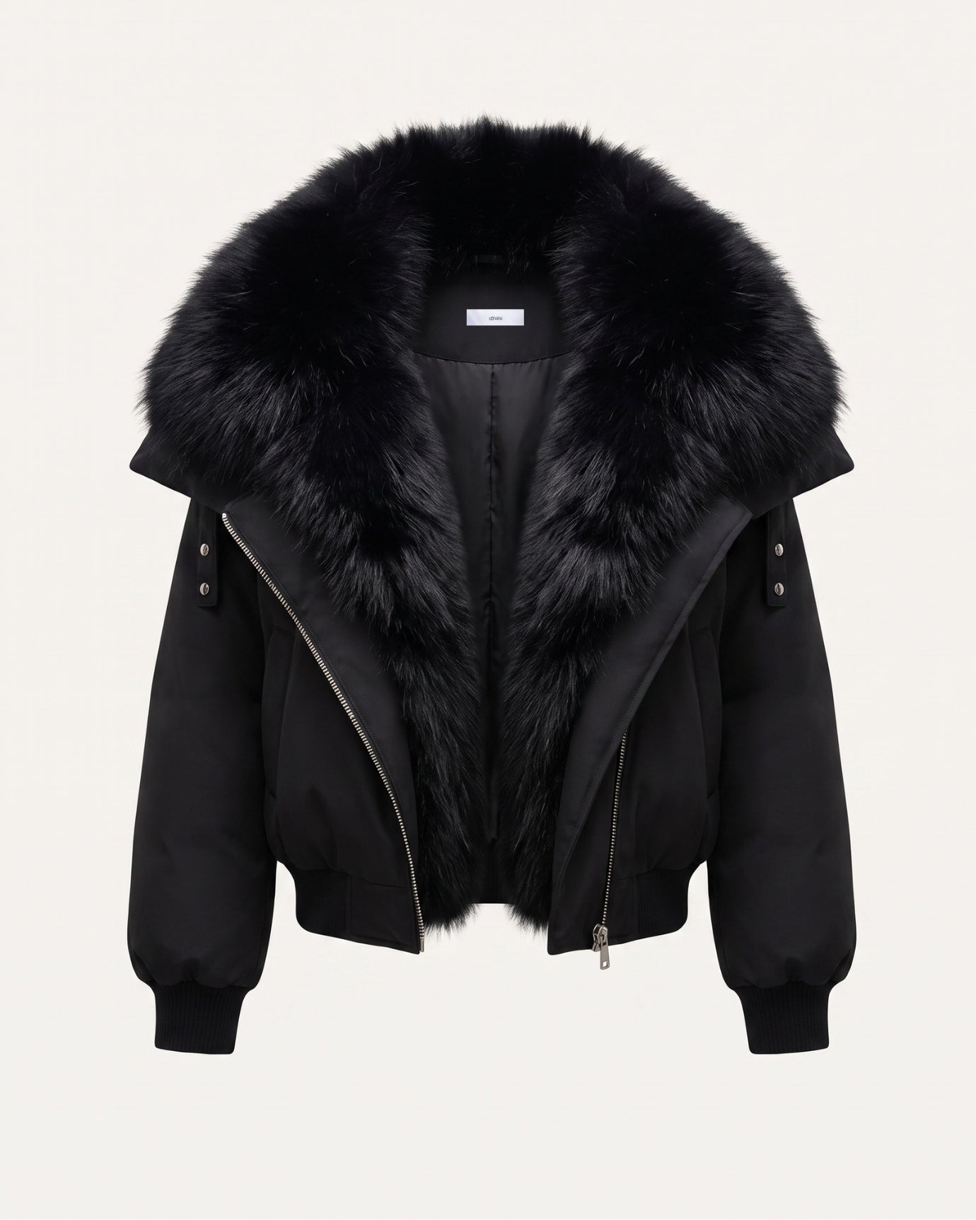 Down Jacket with Real Raccoon Fur Collar