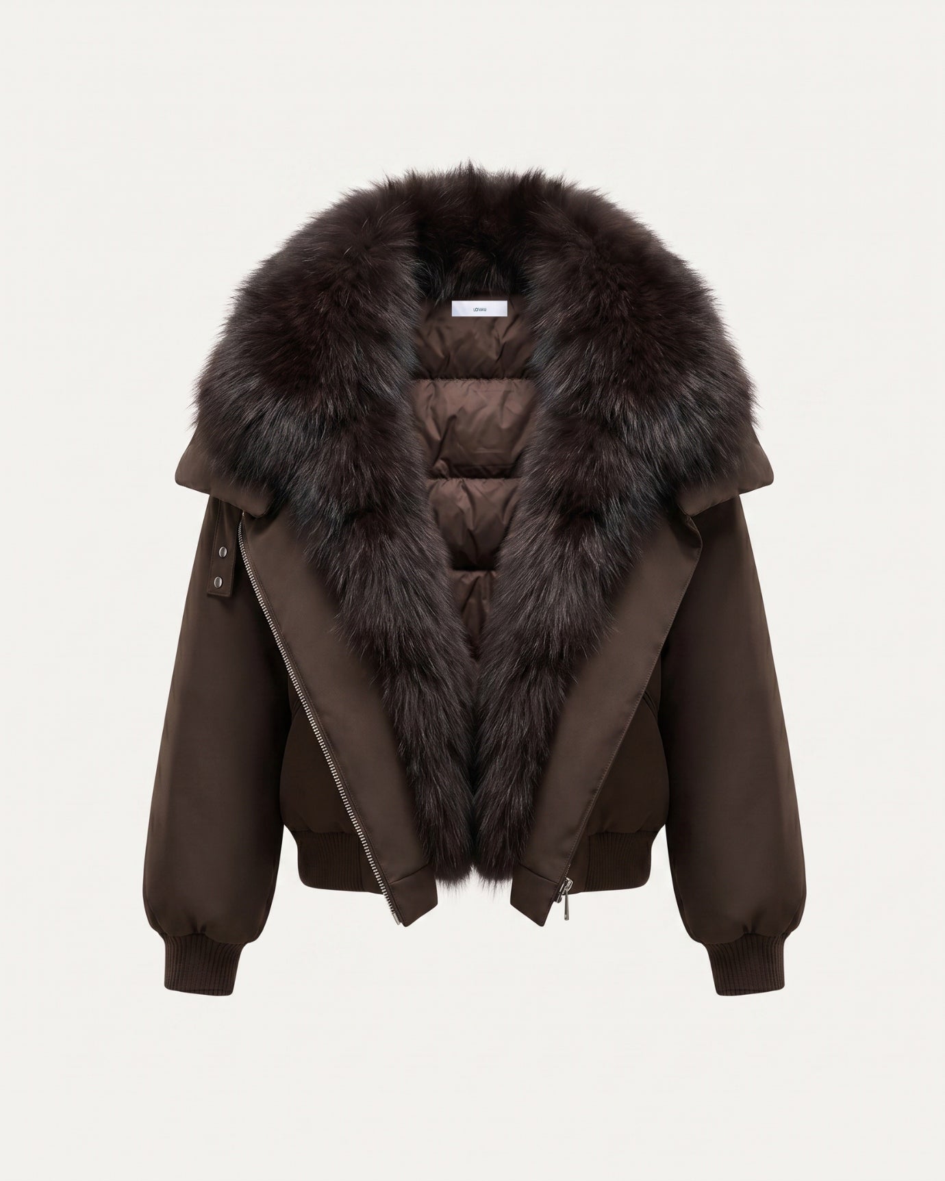 Down Jacket with Real Raccoon Fur Collar