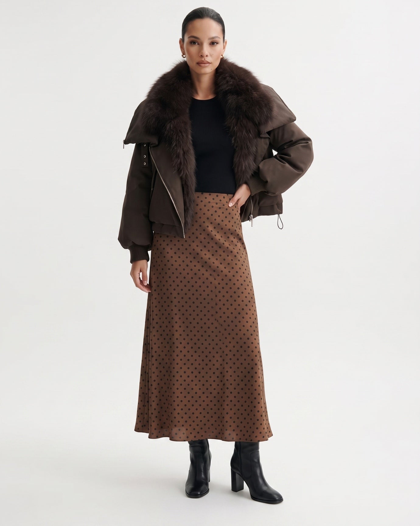 Down Jacket with Real Raccoon Fur Collar