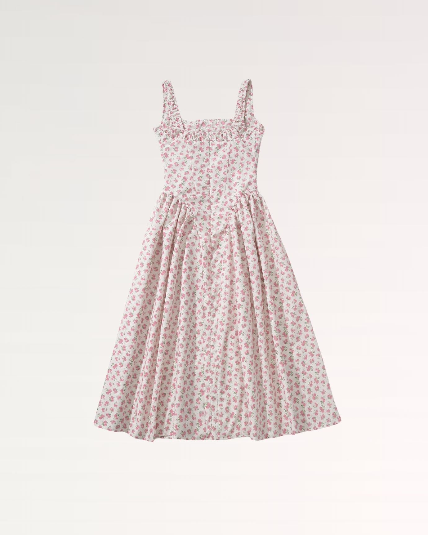 elegant midi swiss flower dress with open back design