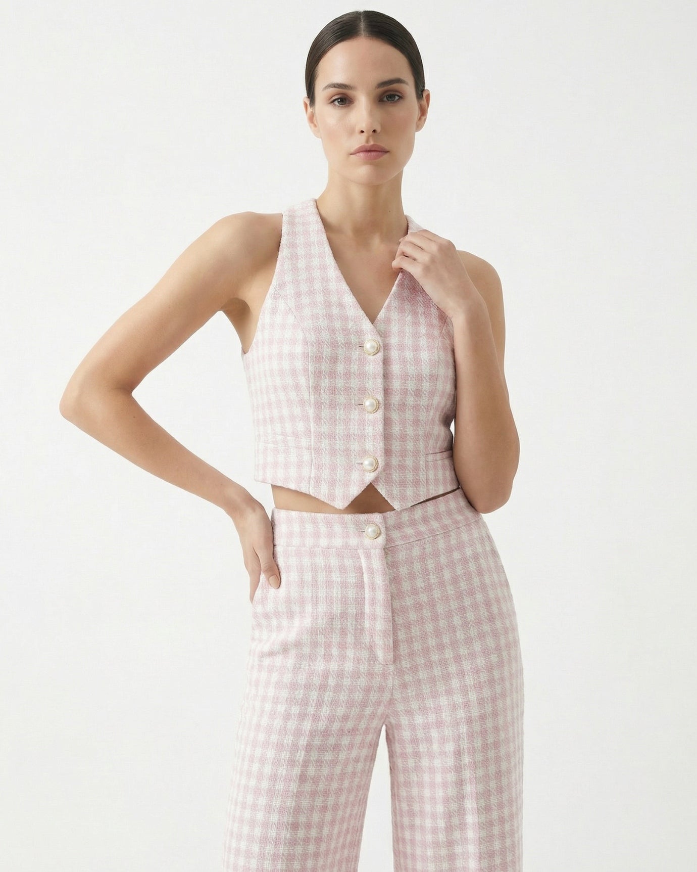 Pink Coat waist two-piece set