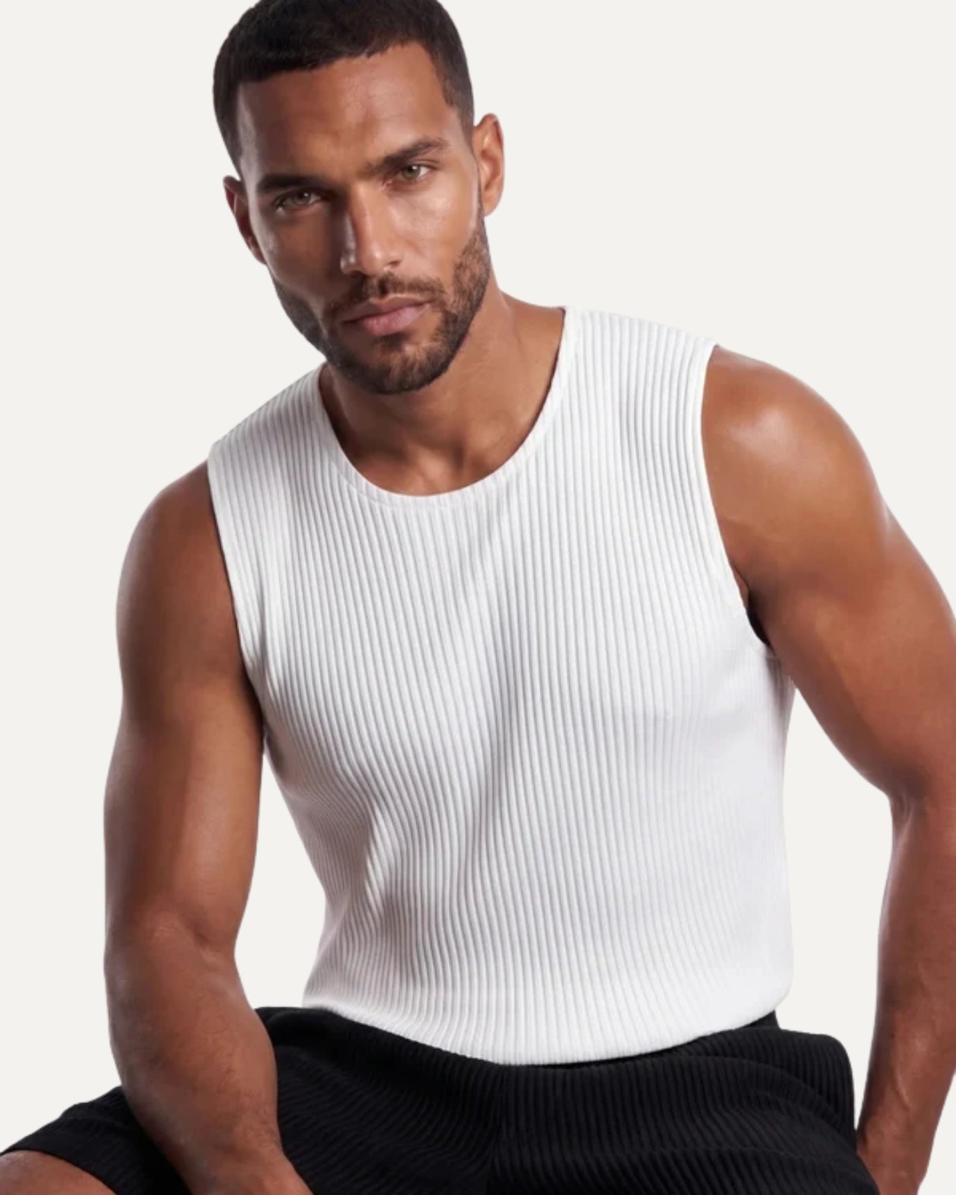 High-End Pleated White Vest T-shirt