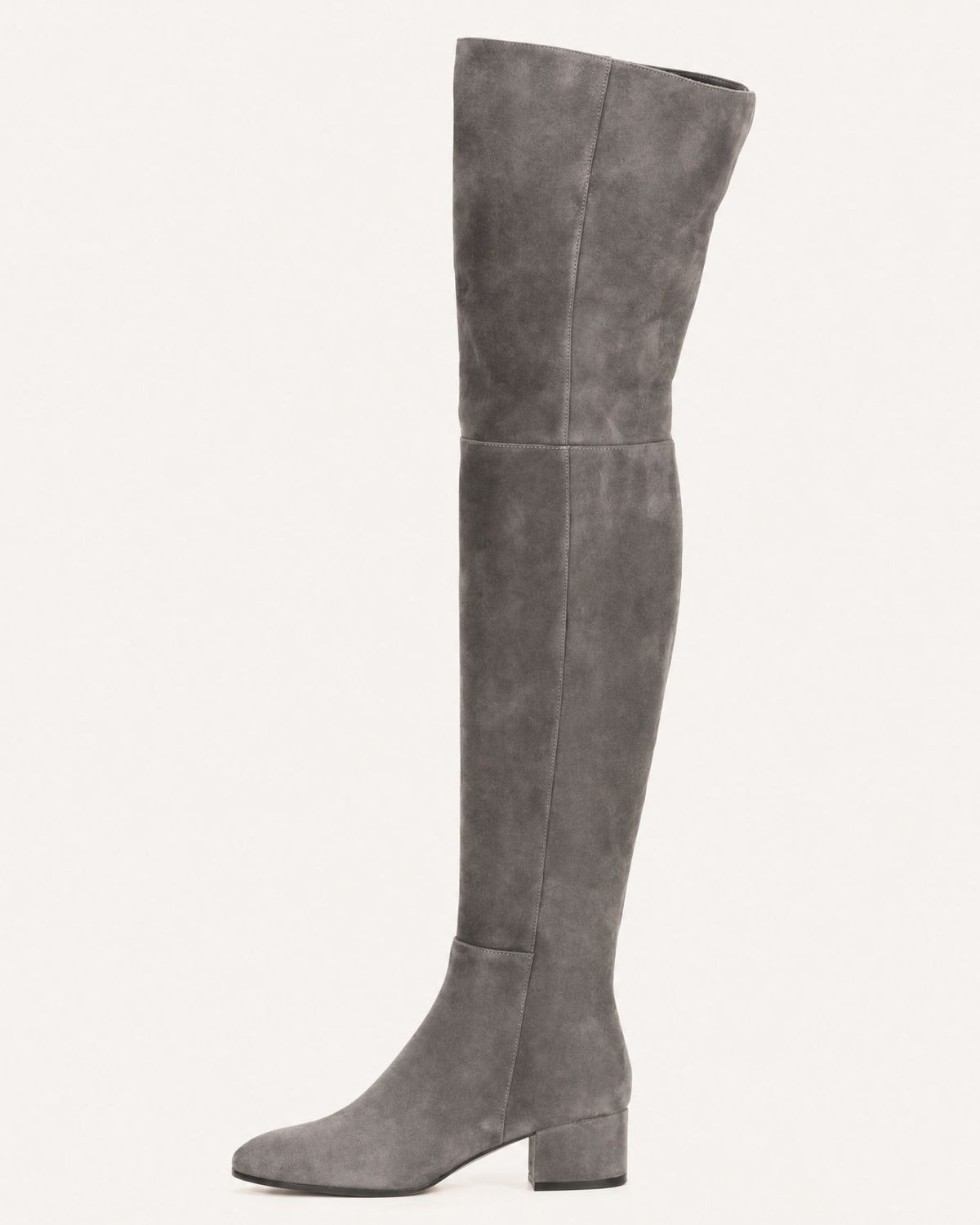 Round-Toe Low-Heel Over-the-Knee Leather Boots