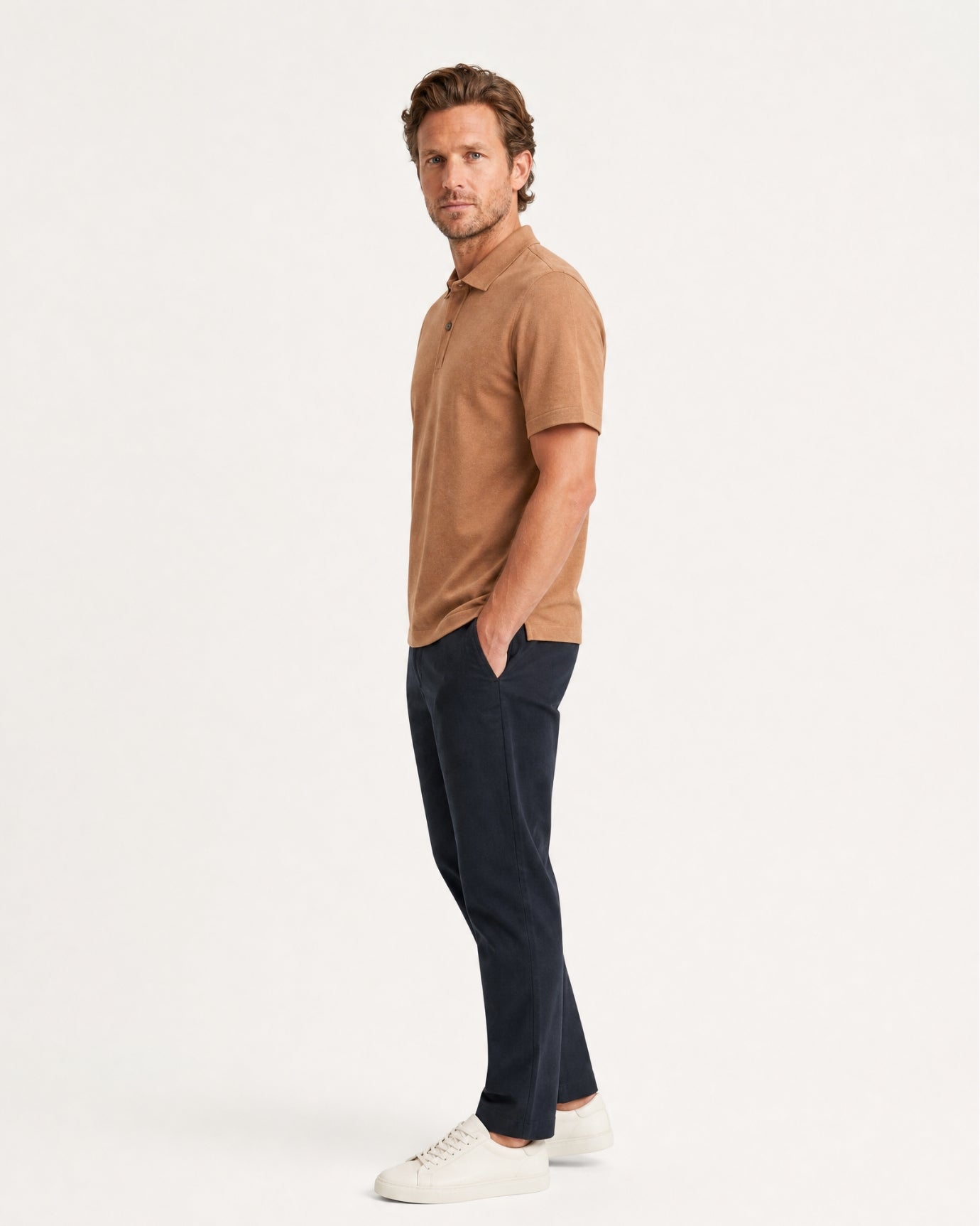 Short-Sleeve Merino Wool Collared Knit Polo