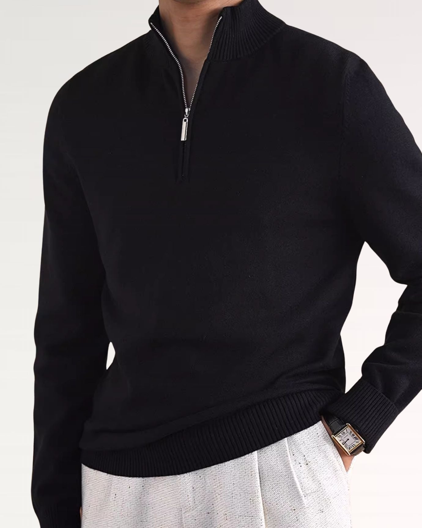Business Casual Sweater Zipper Black