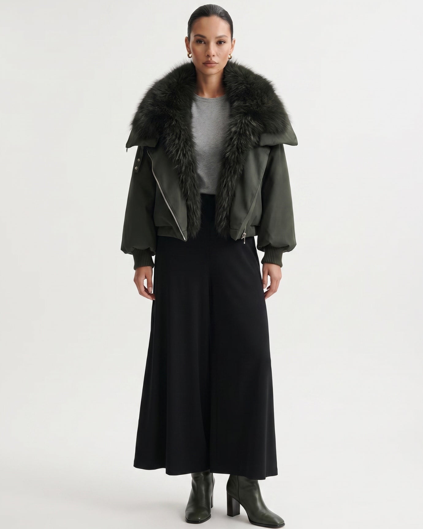 Down Jacket with Real Raccoon Fur Collar