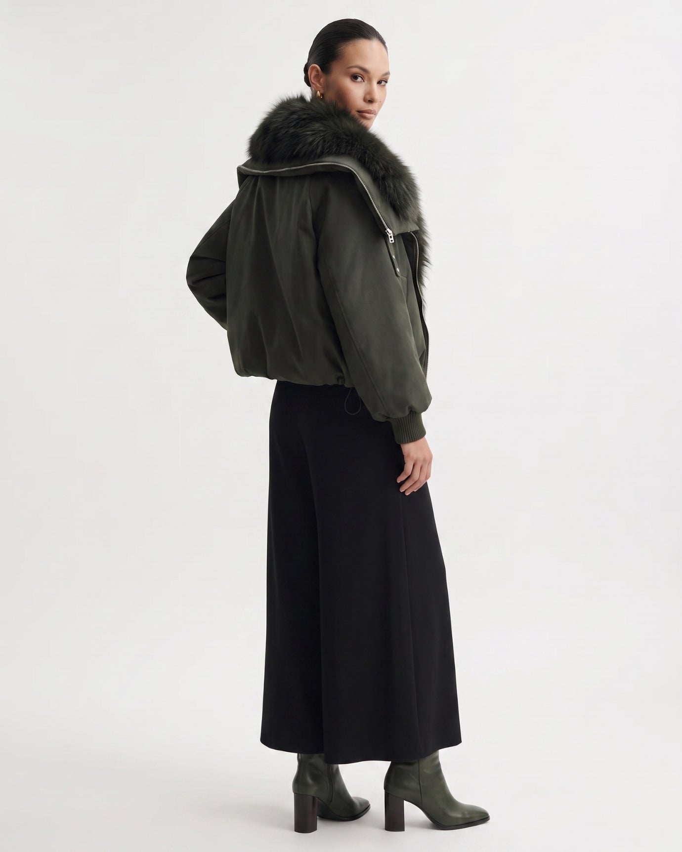Down Jacket with Real Raccoon Fur Collar