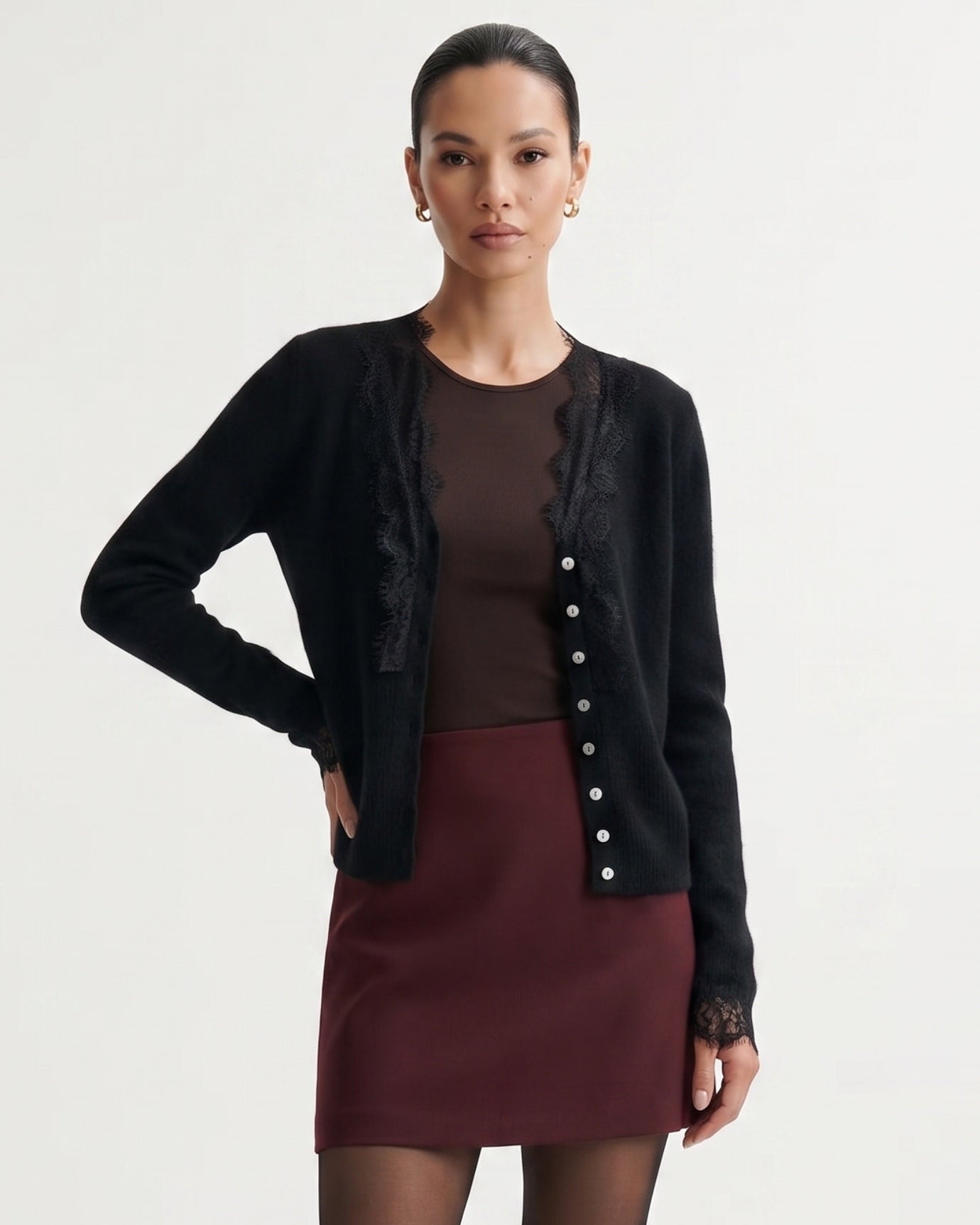 Rihanna Lace Cashmere Cardigan