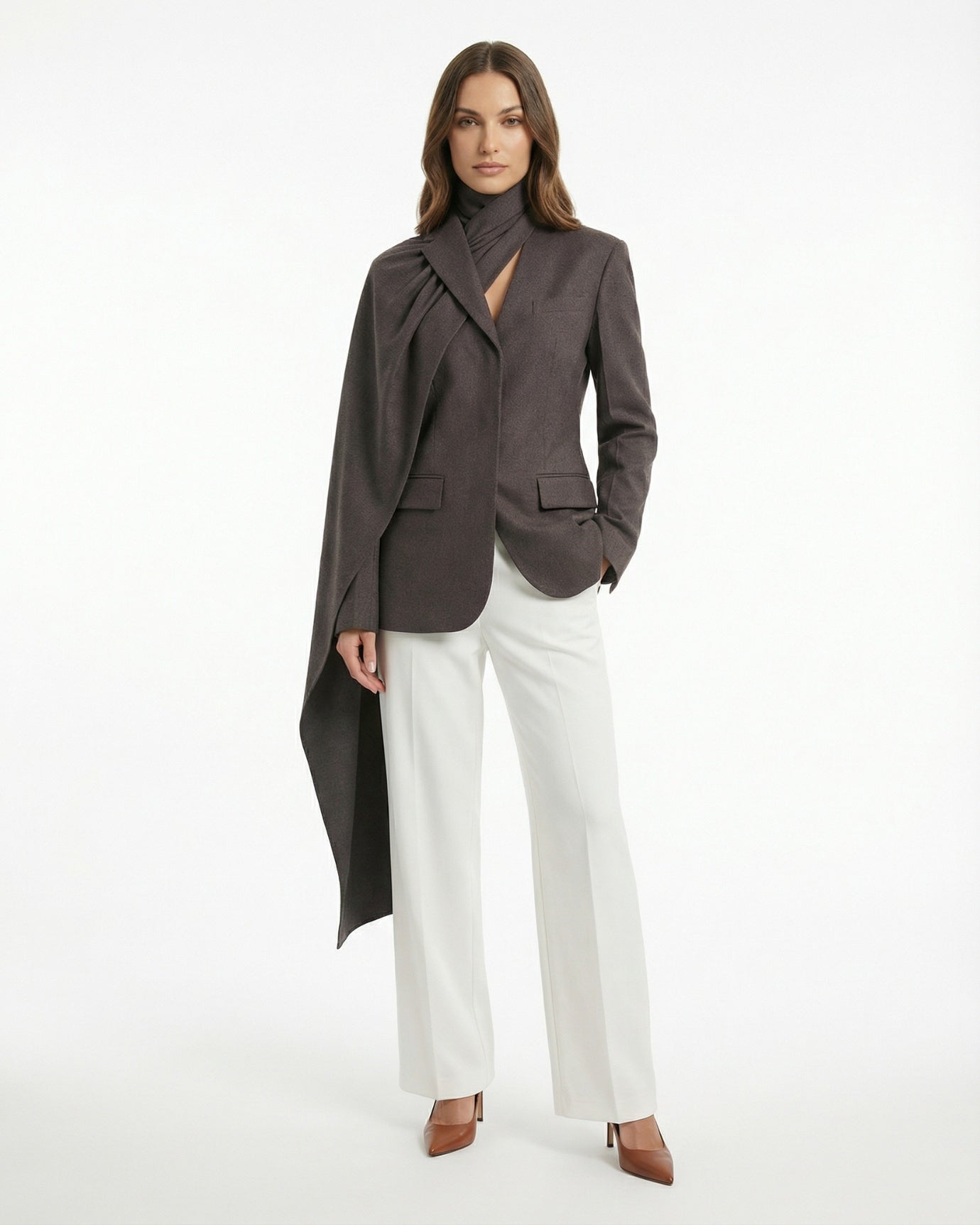 Suit Jacket Cut-out Scarces Blazer Woman