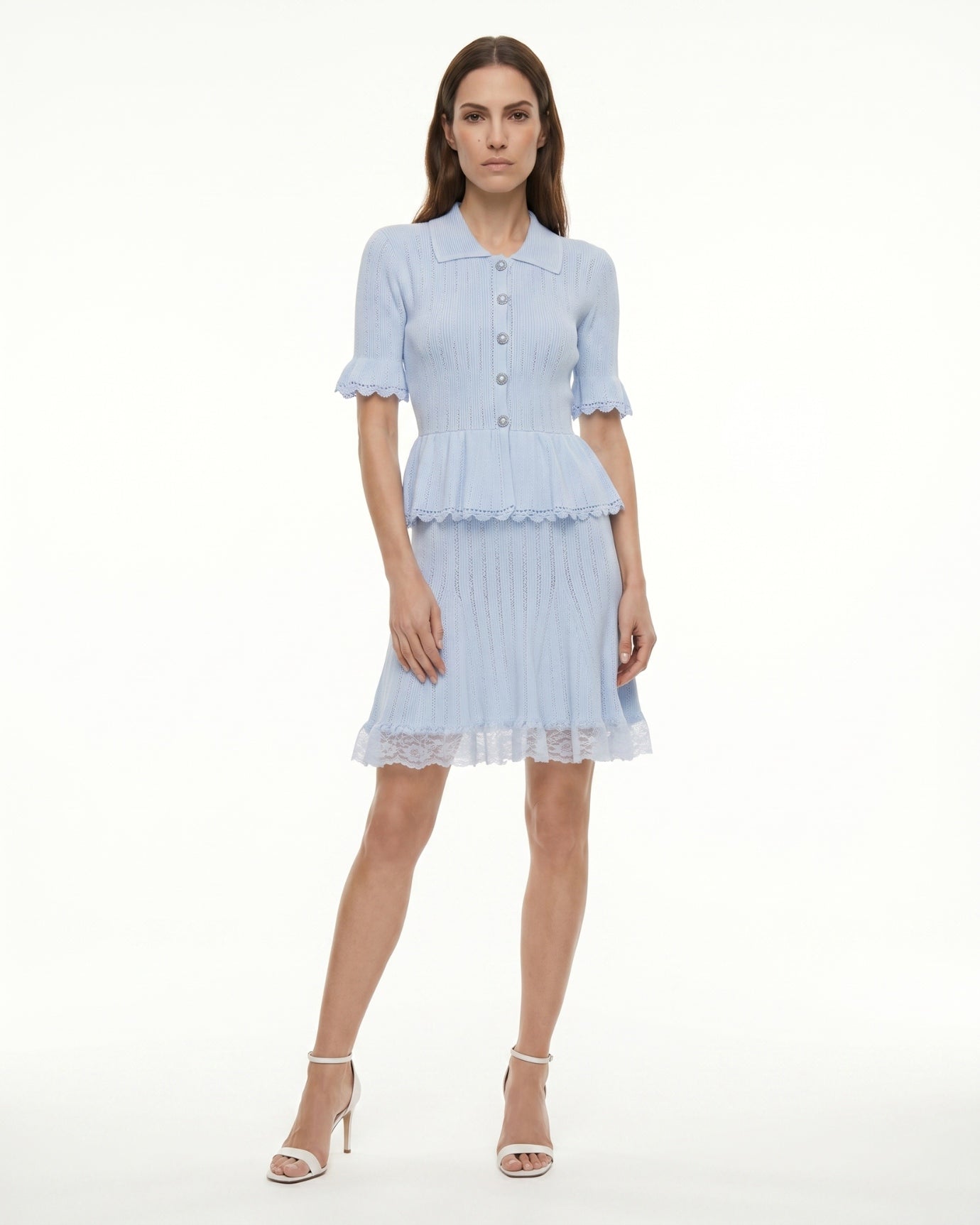 Dina Short-Sleeve Lace Dress