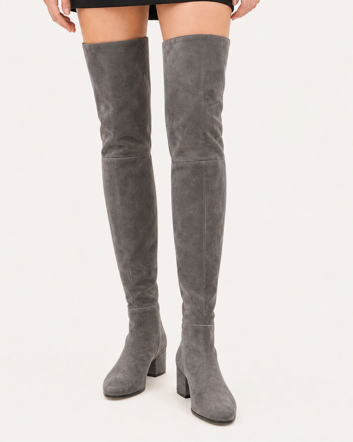 Round-Toe Low-Heel Over-the-Knee Leather Boots