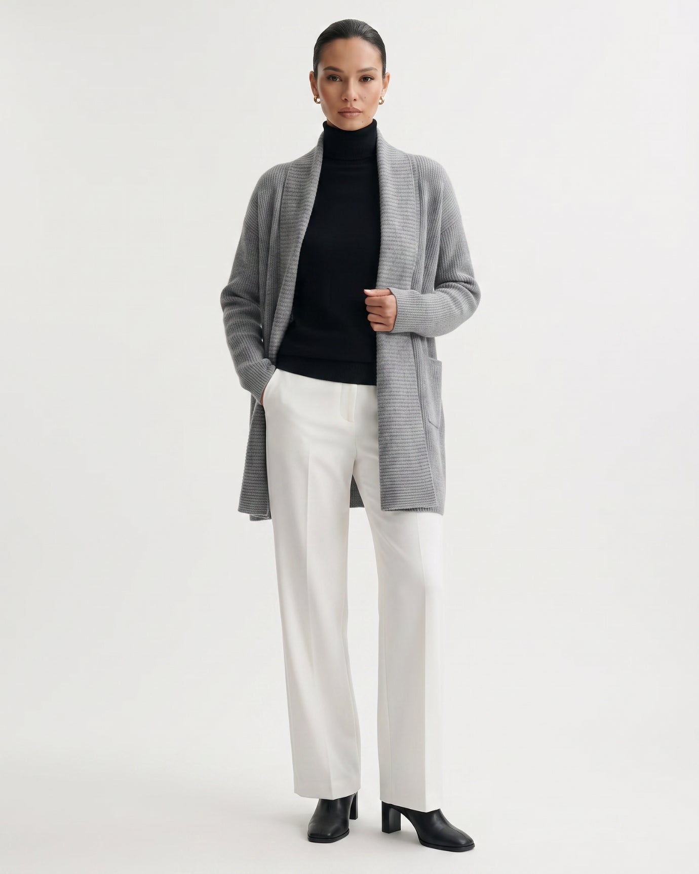 Cashmere Thickened Longline Lapel Cardigan