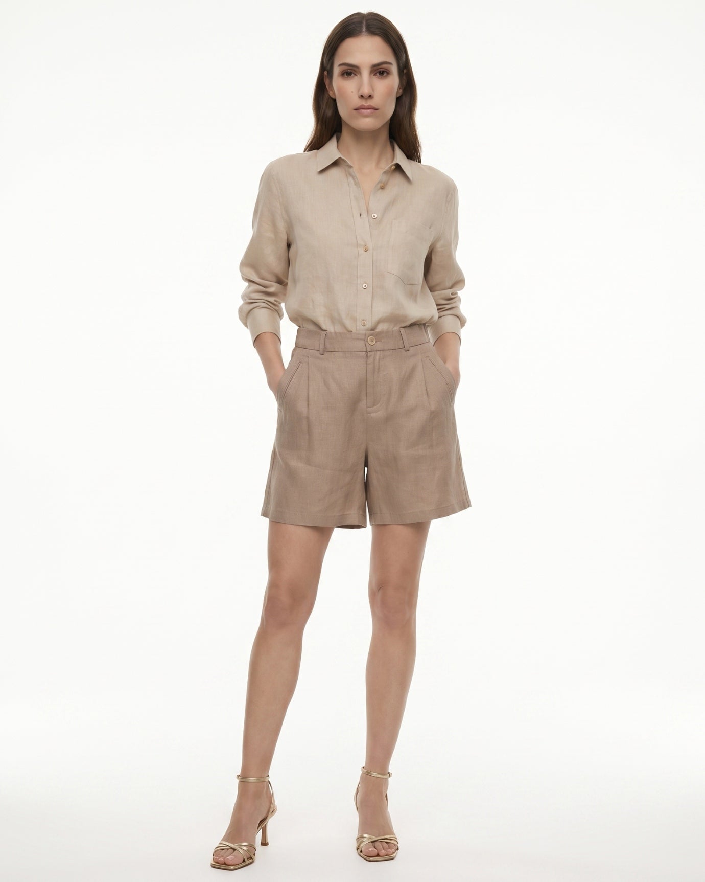 Old Money Woman Linen Shorts