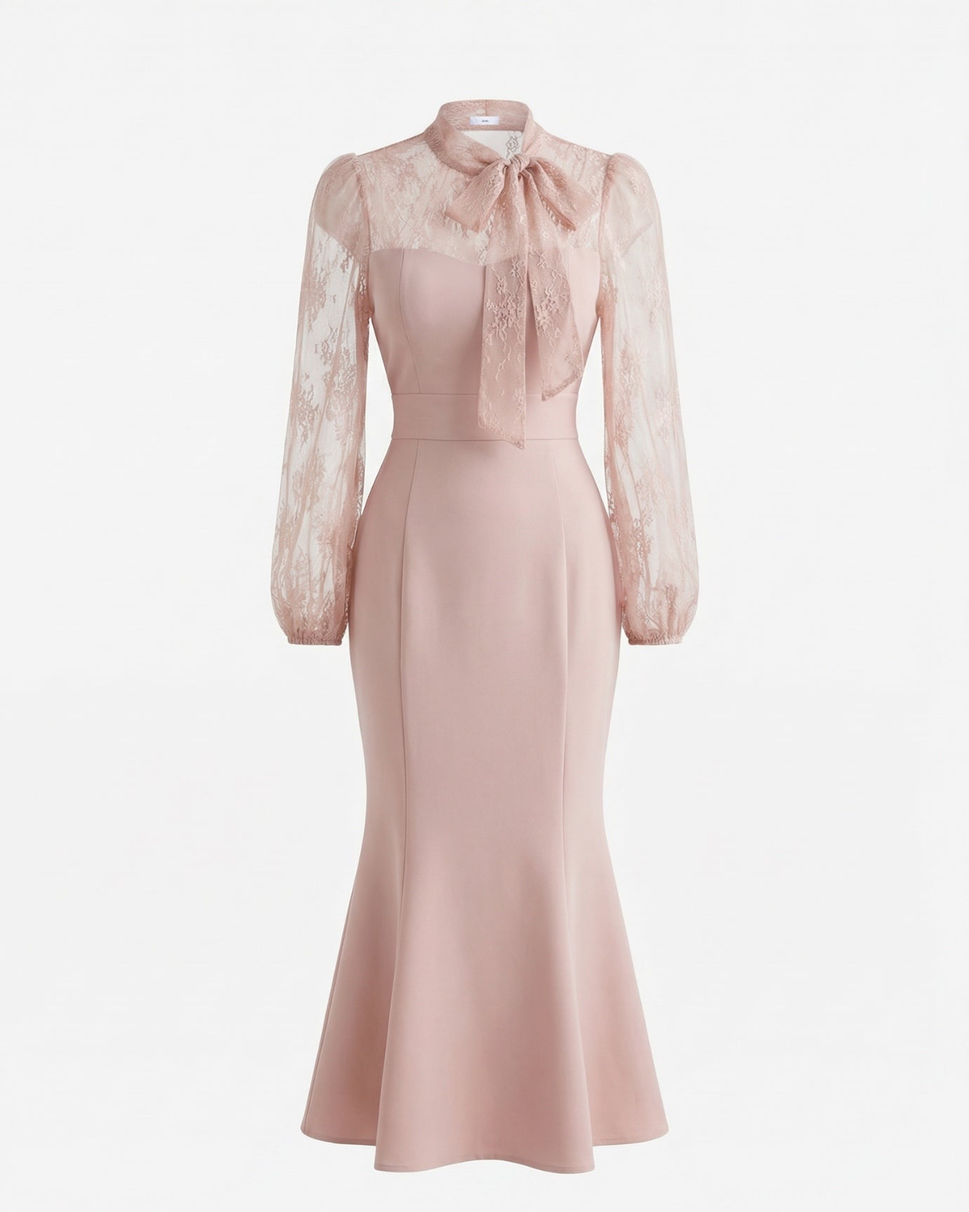 Lace Splicing Dress Fishtail Skirt, Pink / L