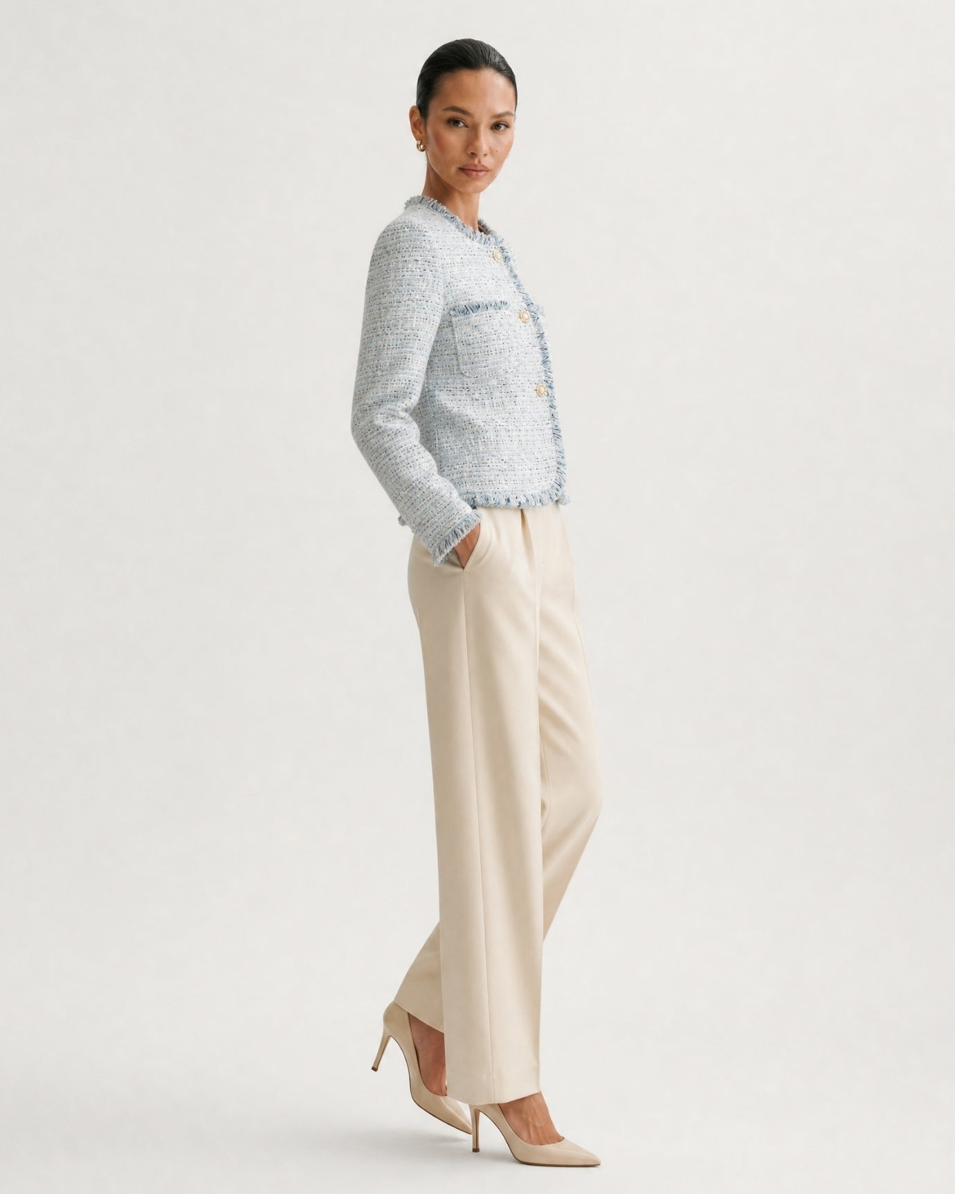 Parisian Style Woven Tweed Cardigan Jacket