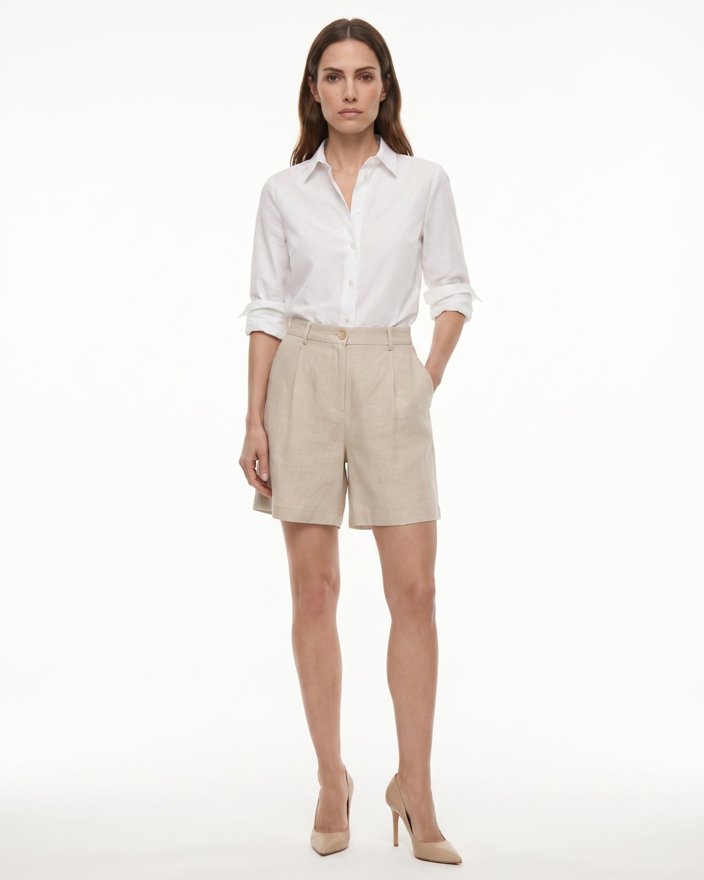 Old Money Woman Linen Shorts