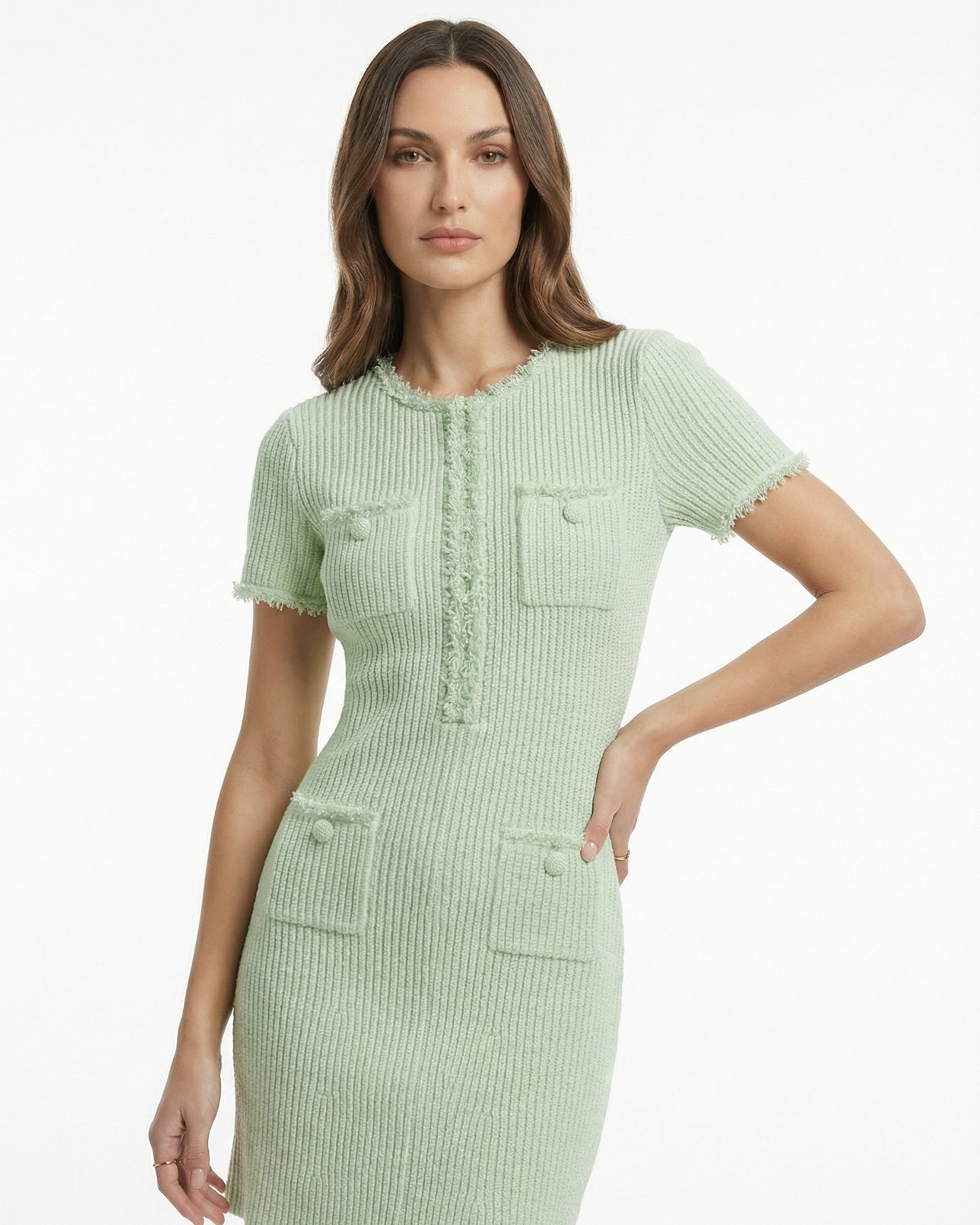 Rinna Hand-Beaded Knit Dress