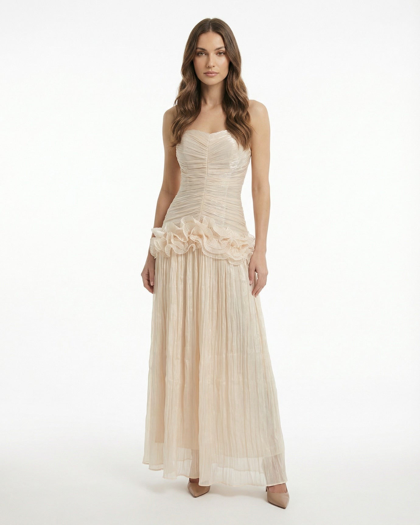 Celia Long Dress with Ruffled Edges