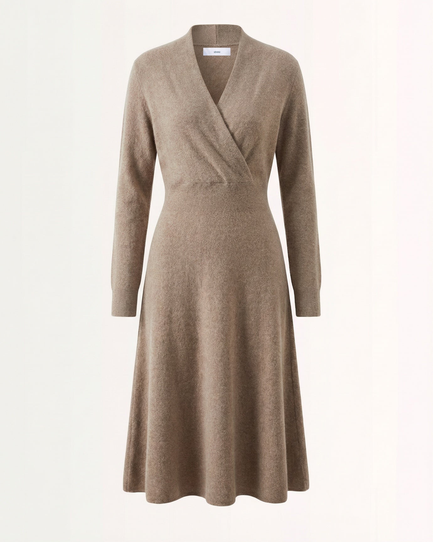 cashmere wrap dress Selena High-neck fitted cashmere dress with French hem, Raw Velvet Color / M