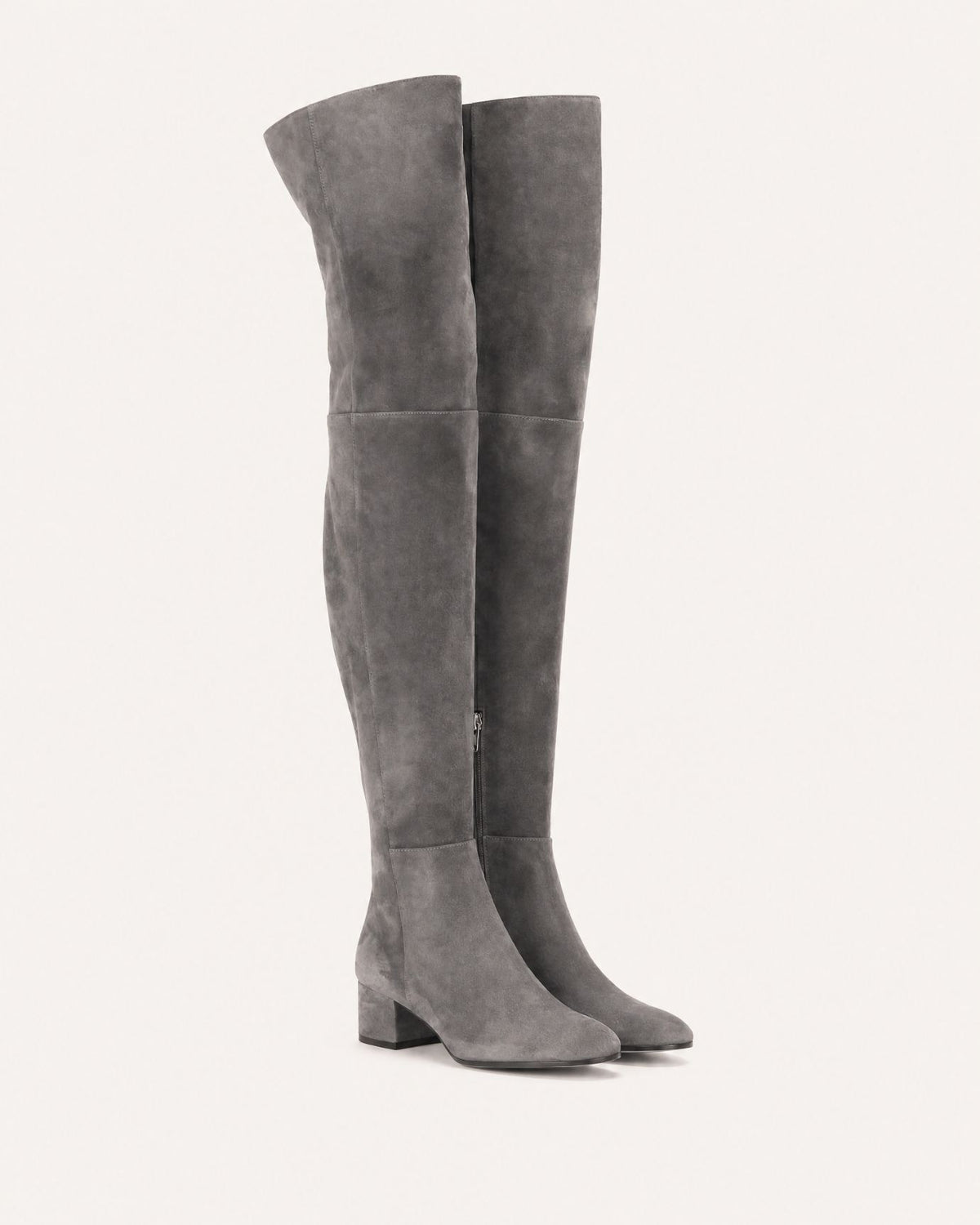Round-Toe Low-Heel Over-the-Knee Leather Boots