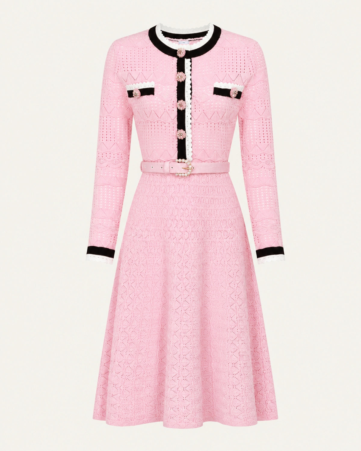 Celia Long-Sleeve Belted Cutout Dress