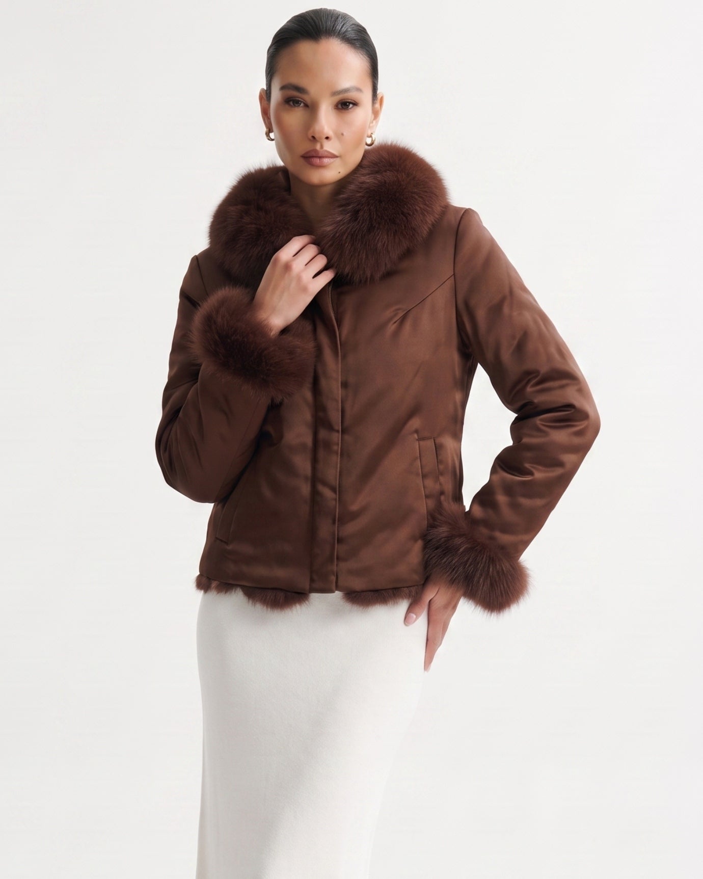High-End Real Fox Fur Jacket Double-Sided Fur Coat
