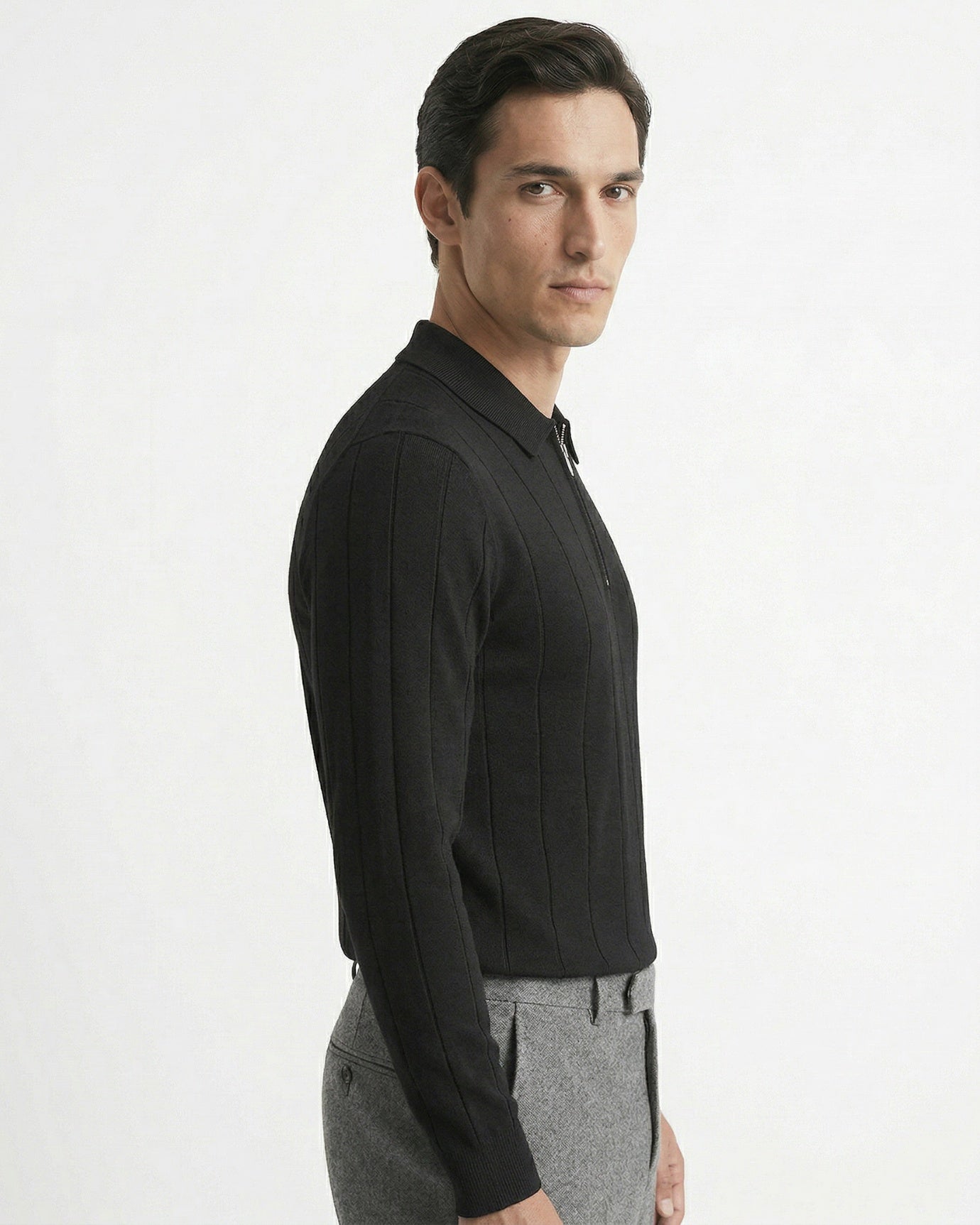 Polo Old Money con cremallera de manga larga