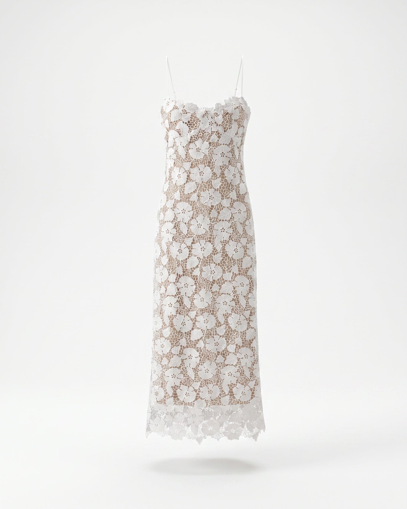White Lace Mesh Sling Dress