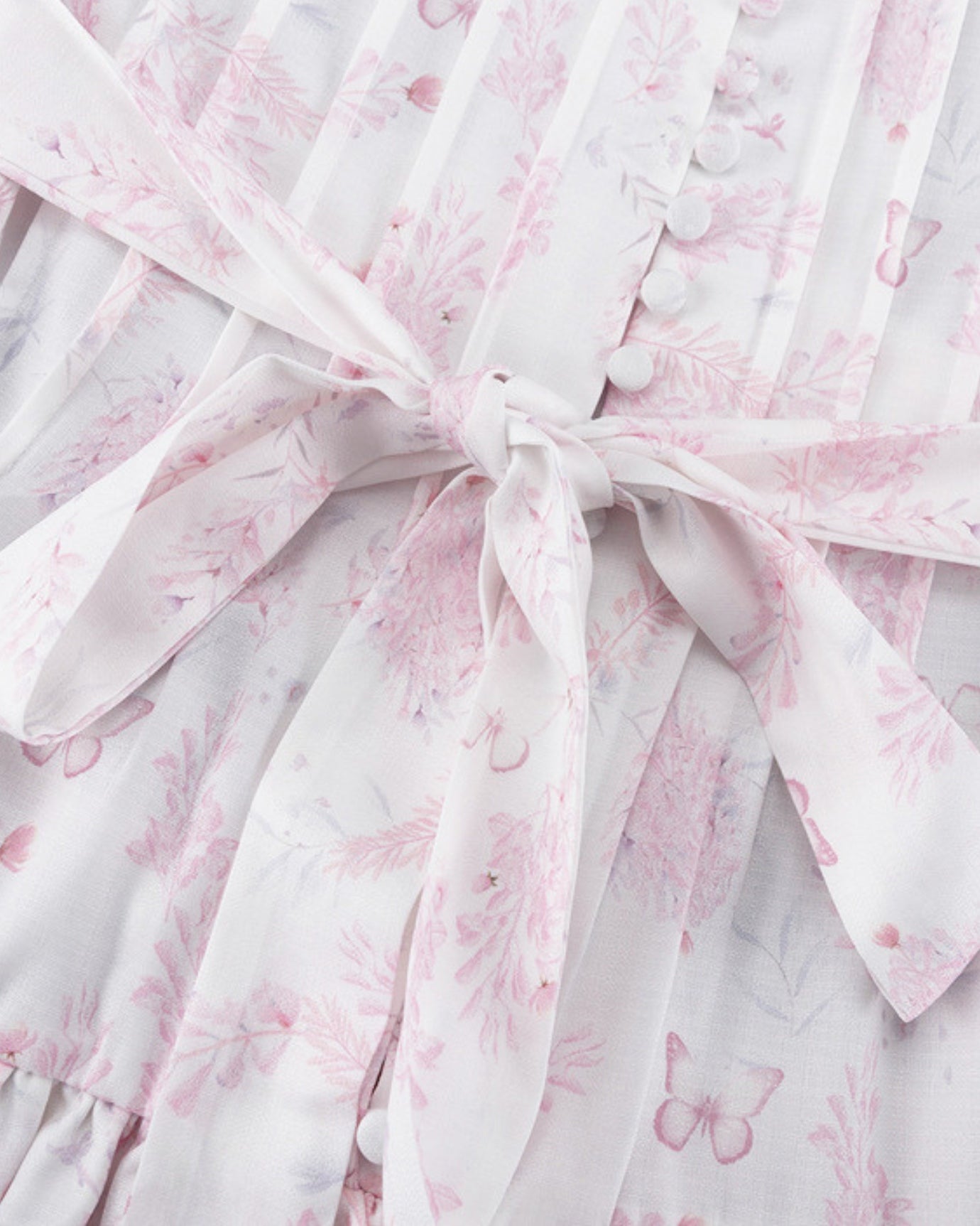 Pinkfarbenes Blumenmuster-Schnürkleid mit A-Linien-Rock