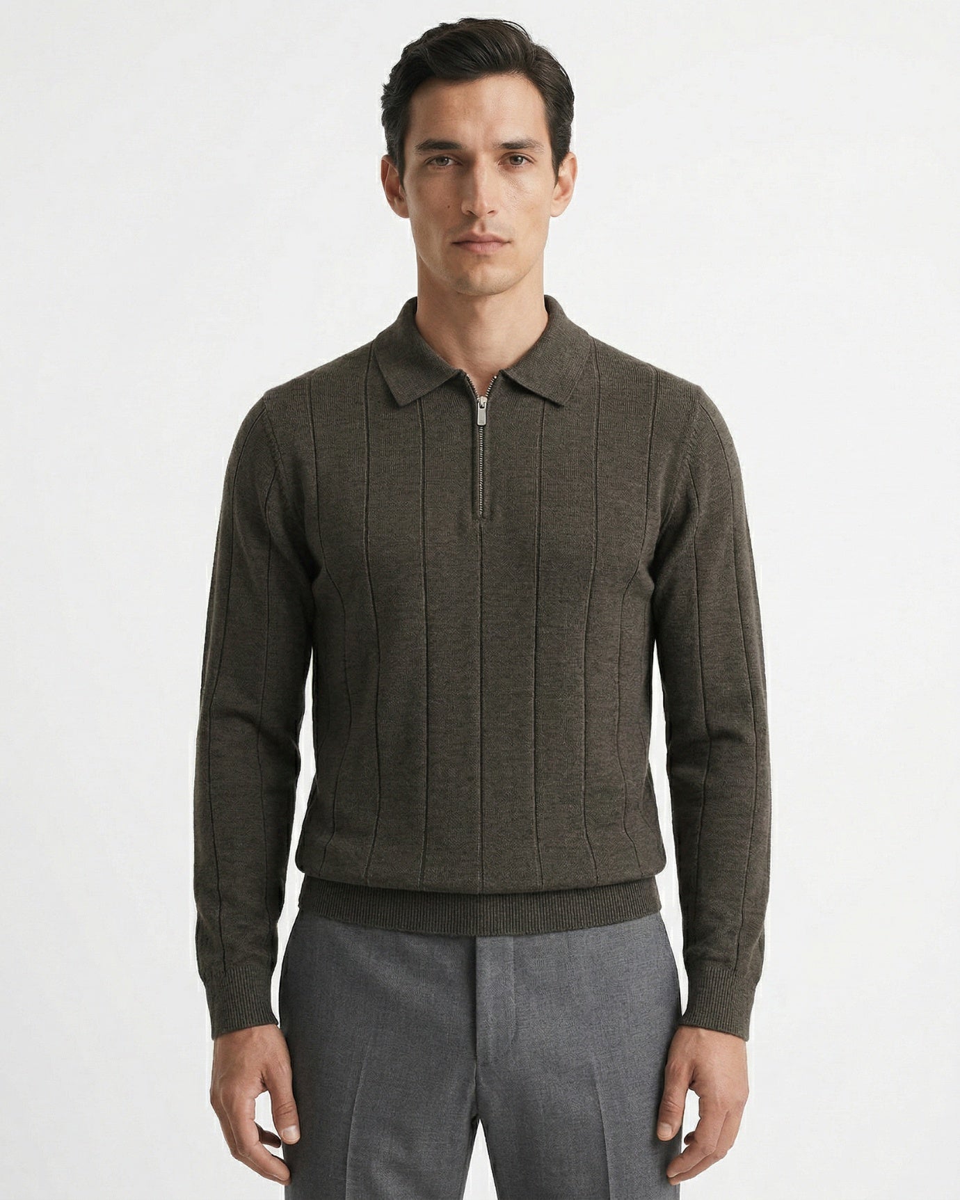 Polo Old Money con cremallera de manga larga