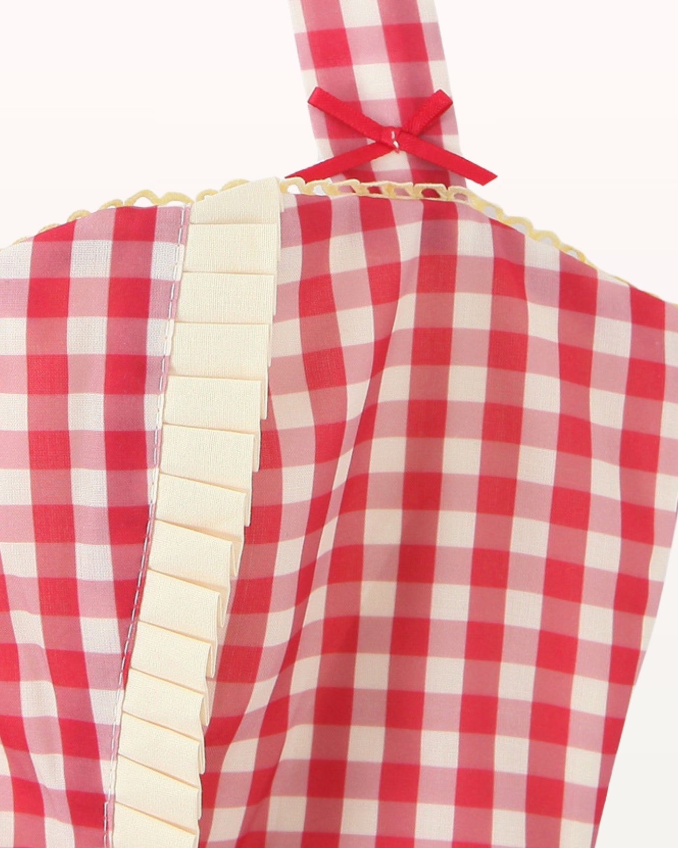 Red Plaid Halter Mini Dress with Heart Pocket