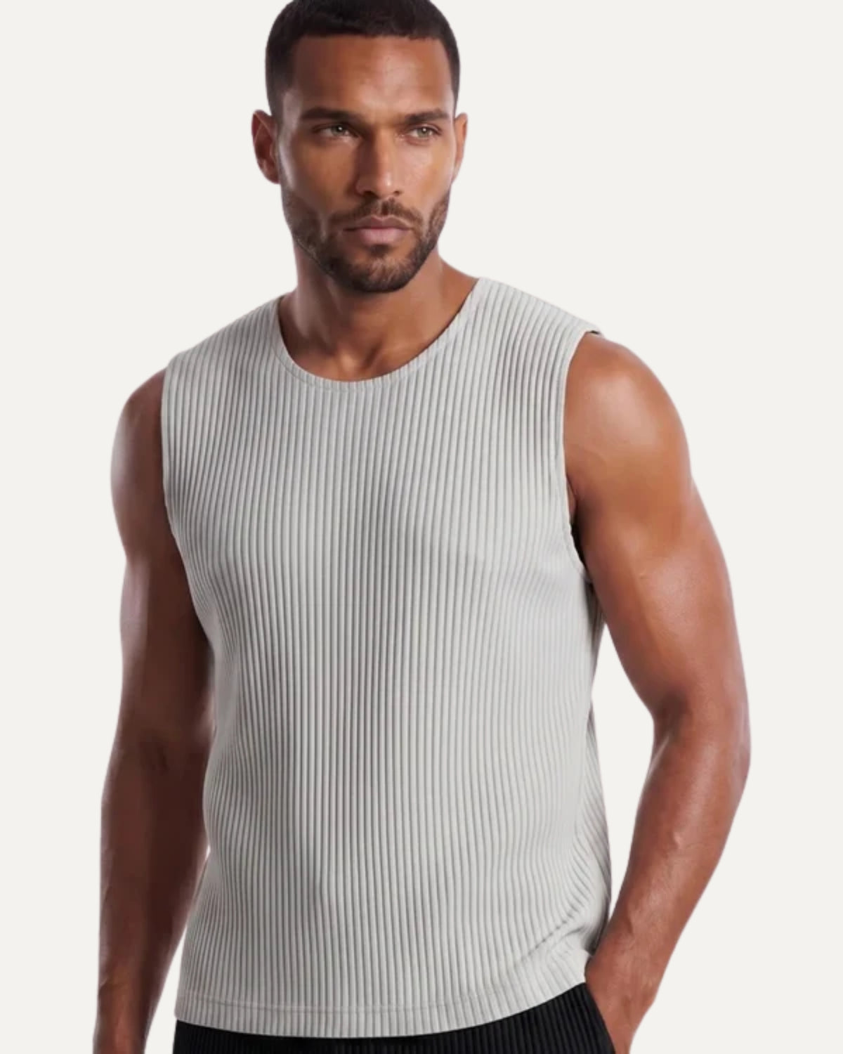 High-End Pleated Gray Vest T-shirt