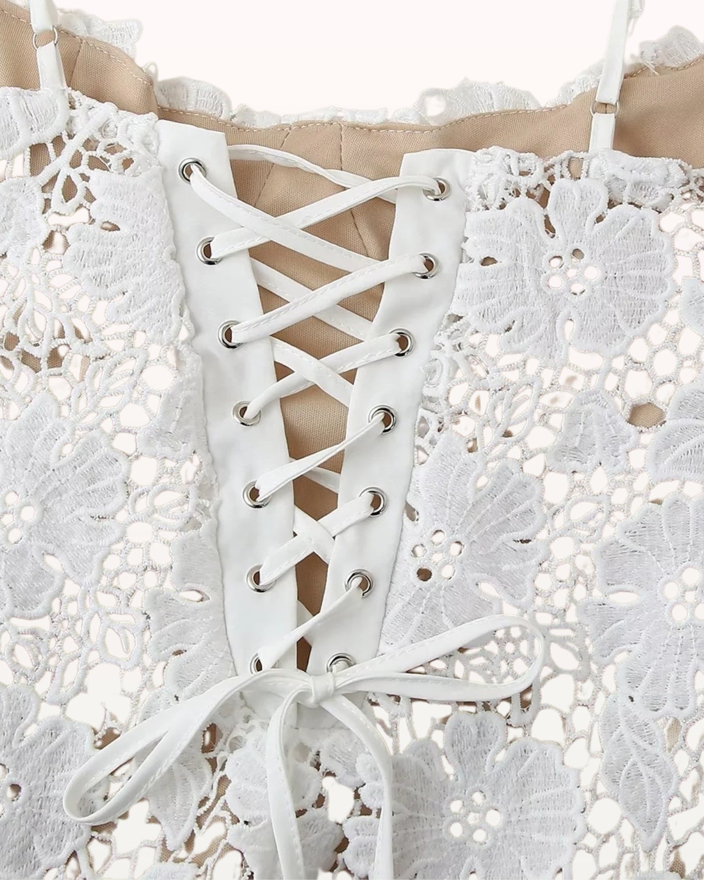 White Lace Mesh Sling Dress