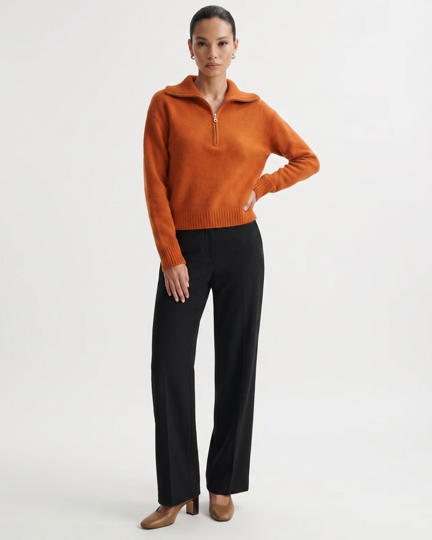 Georgina Zipper Cashmere Sweater
