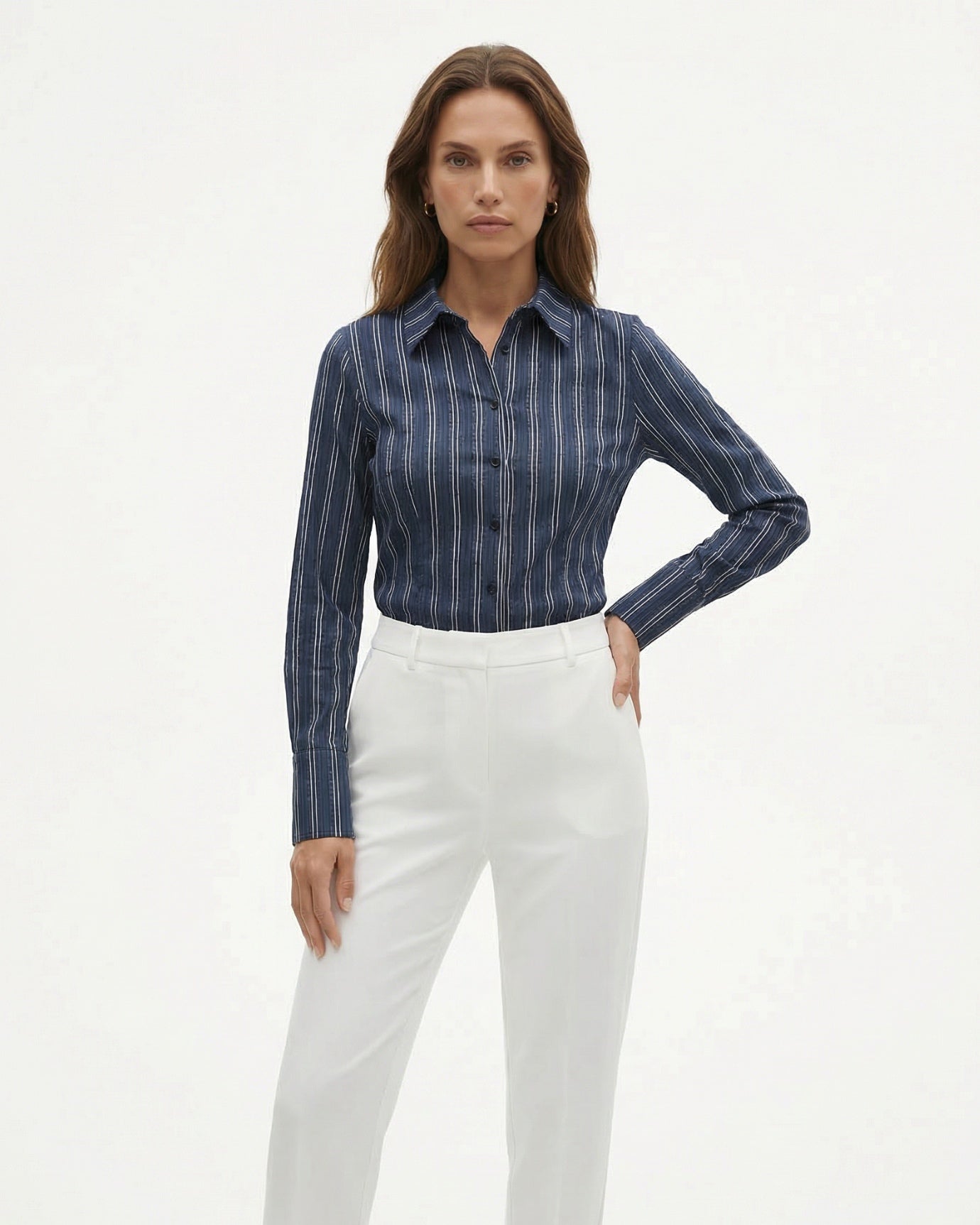 Dina Slim Striped Long-Sleeve Shirt