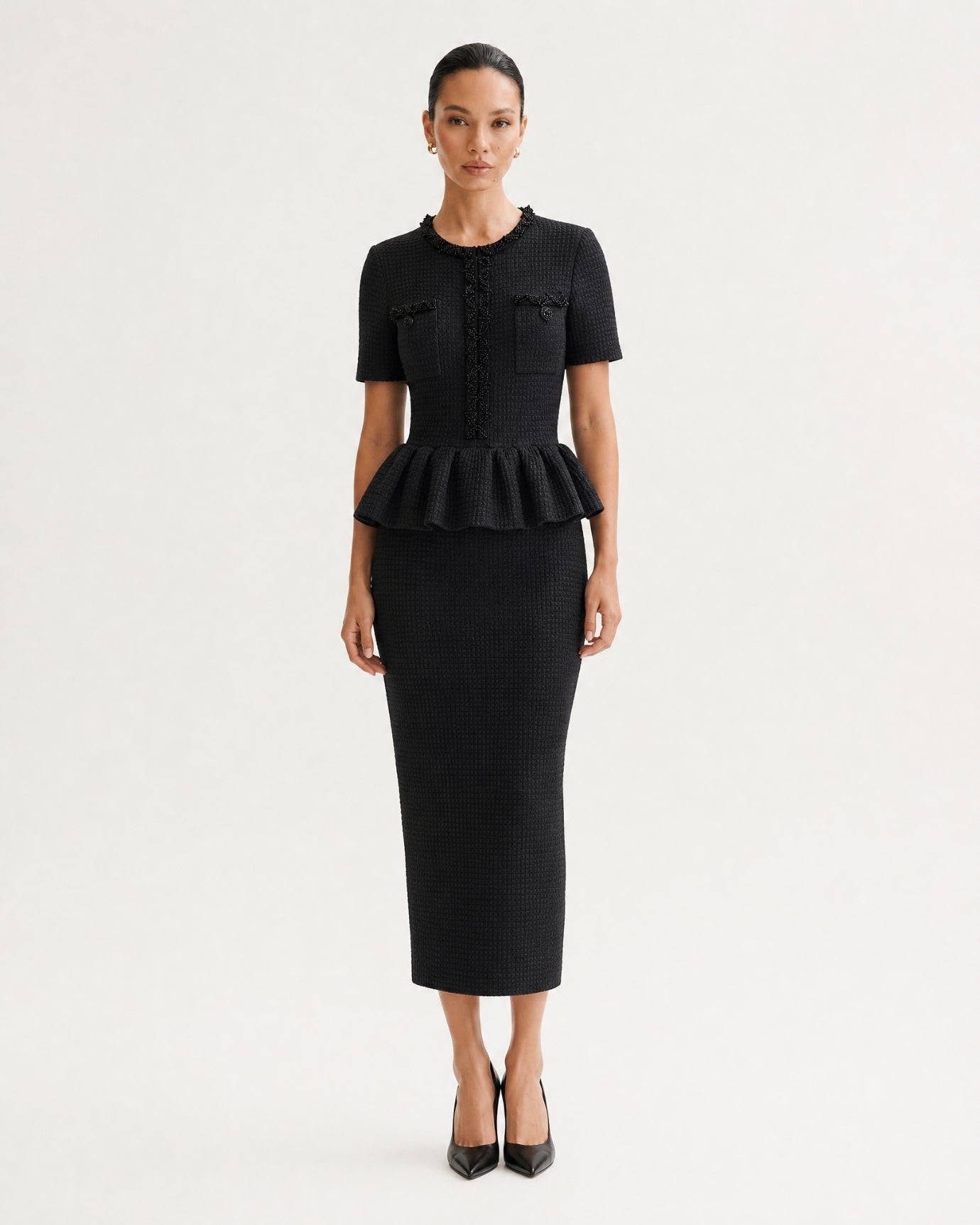 Embellished Short Sleeve Dress