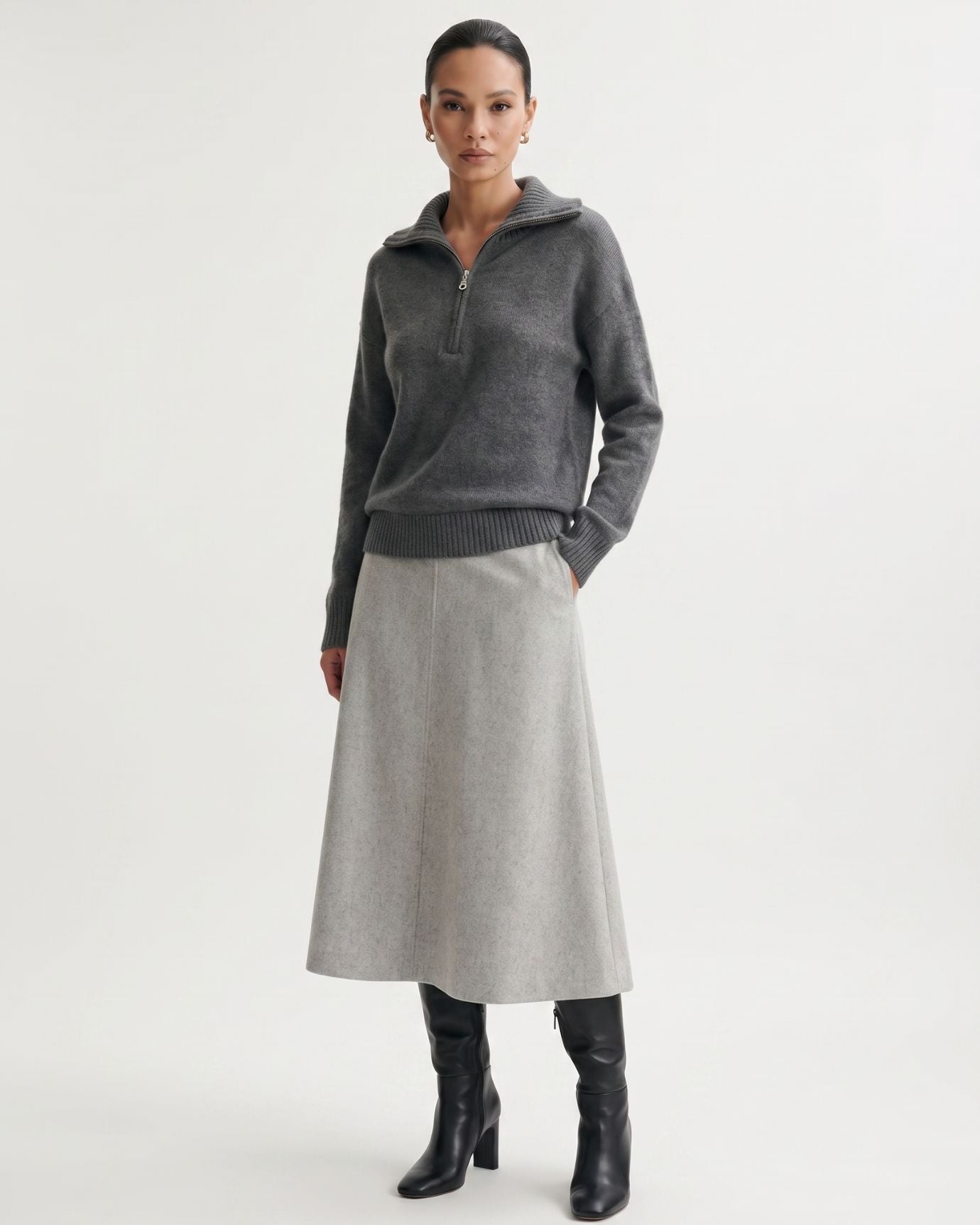 Georgina Zipper Cashmere Sweater