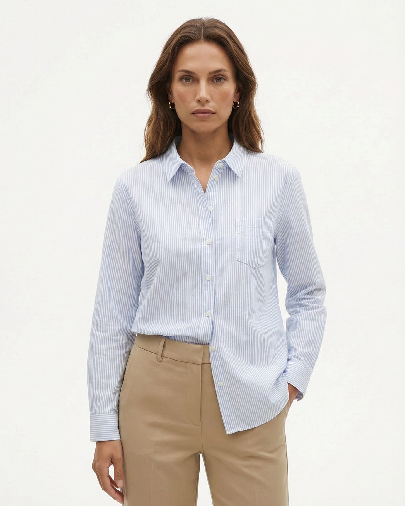 Cotton Oxford Striped Long-Sleeve Shirt