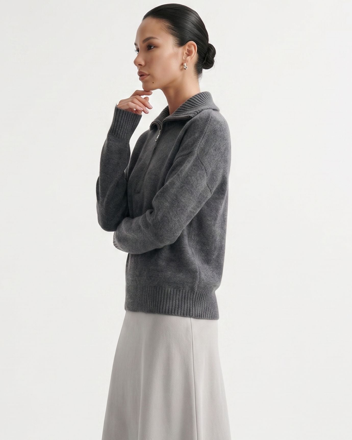 Georgina Zipper Cashmere Sweater