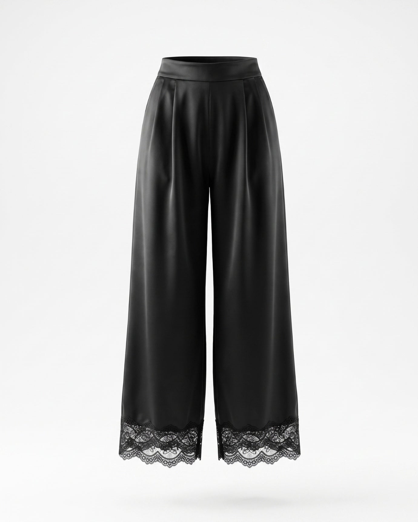 Jenny Embroidered Acetate Satin Wide-Leg Pants