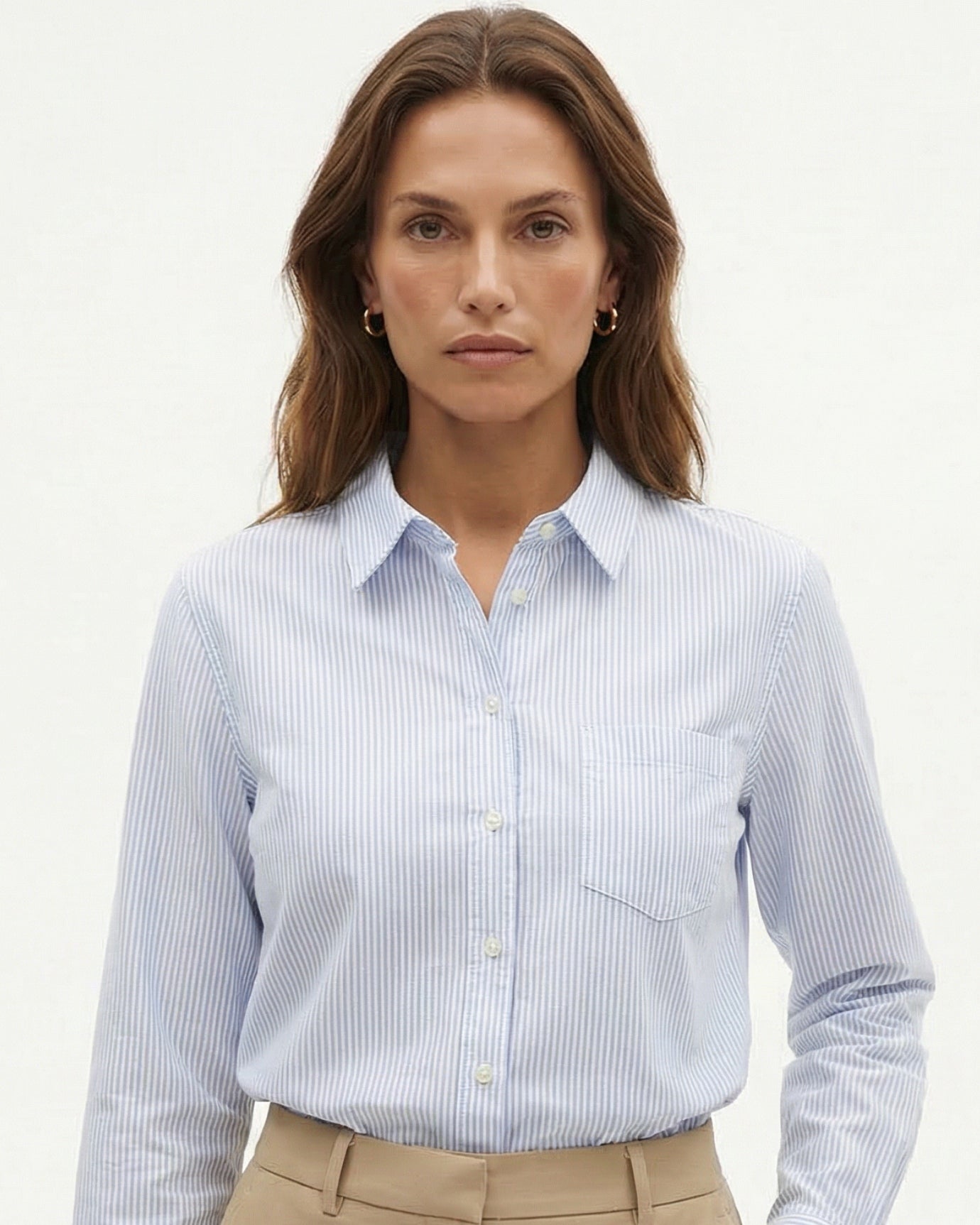 Cotton Oxford Striped Long-Sleeve Shirt